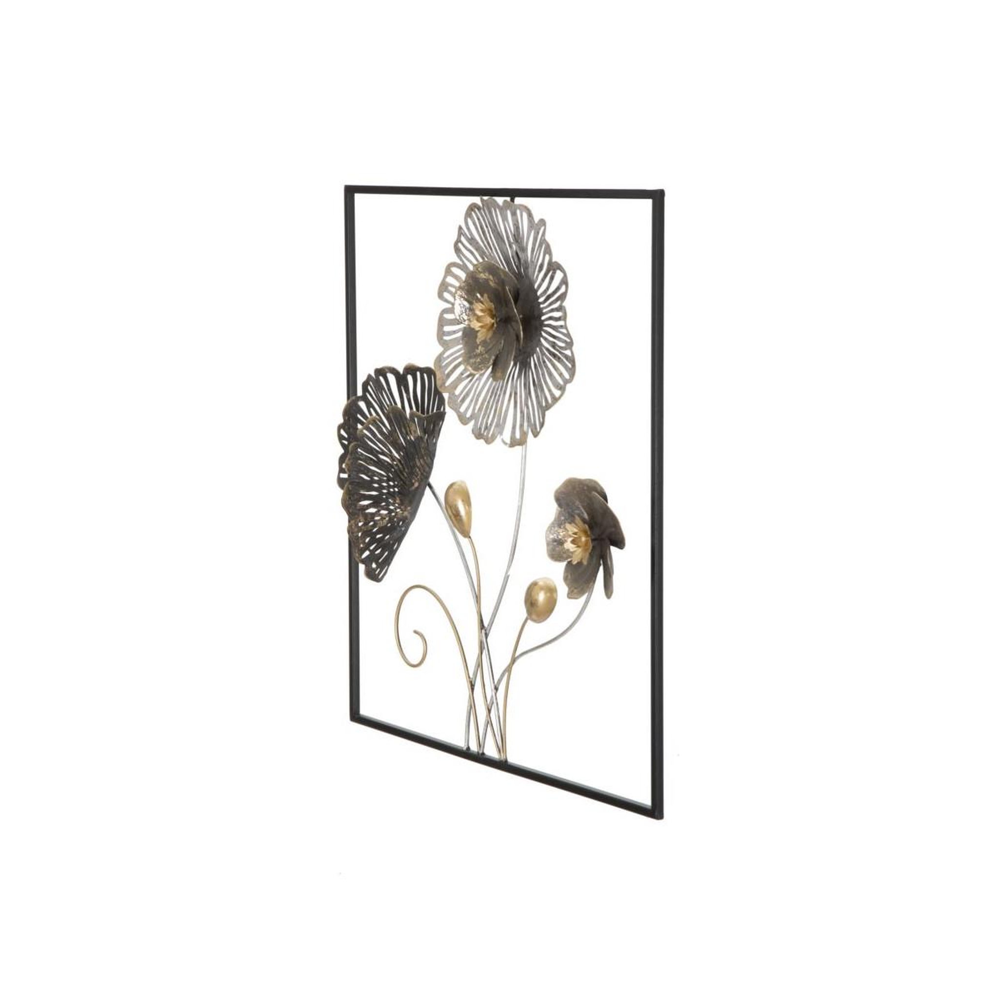 Voir la diapositive 3 : Paris Prix Décoration murale encadrée en métal  fleurs  50cm multicolore