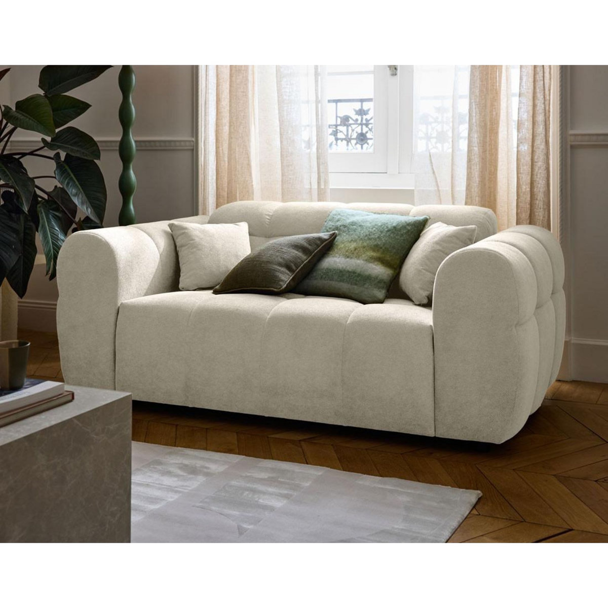 LISA DESIGN Ray - canapé droit 2 places en tissu texturé