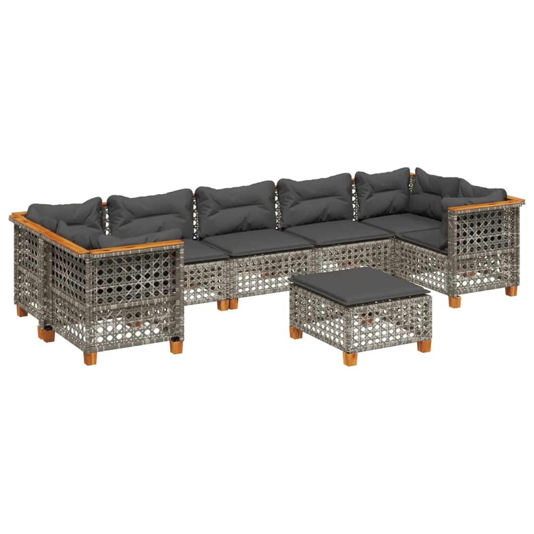 Voir la diapositive 2 : VIDAXL Salon de jardin 8 pcs avec coussins gris resine tressee