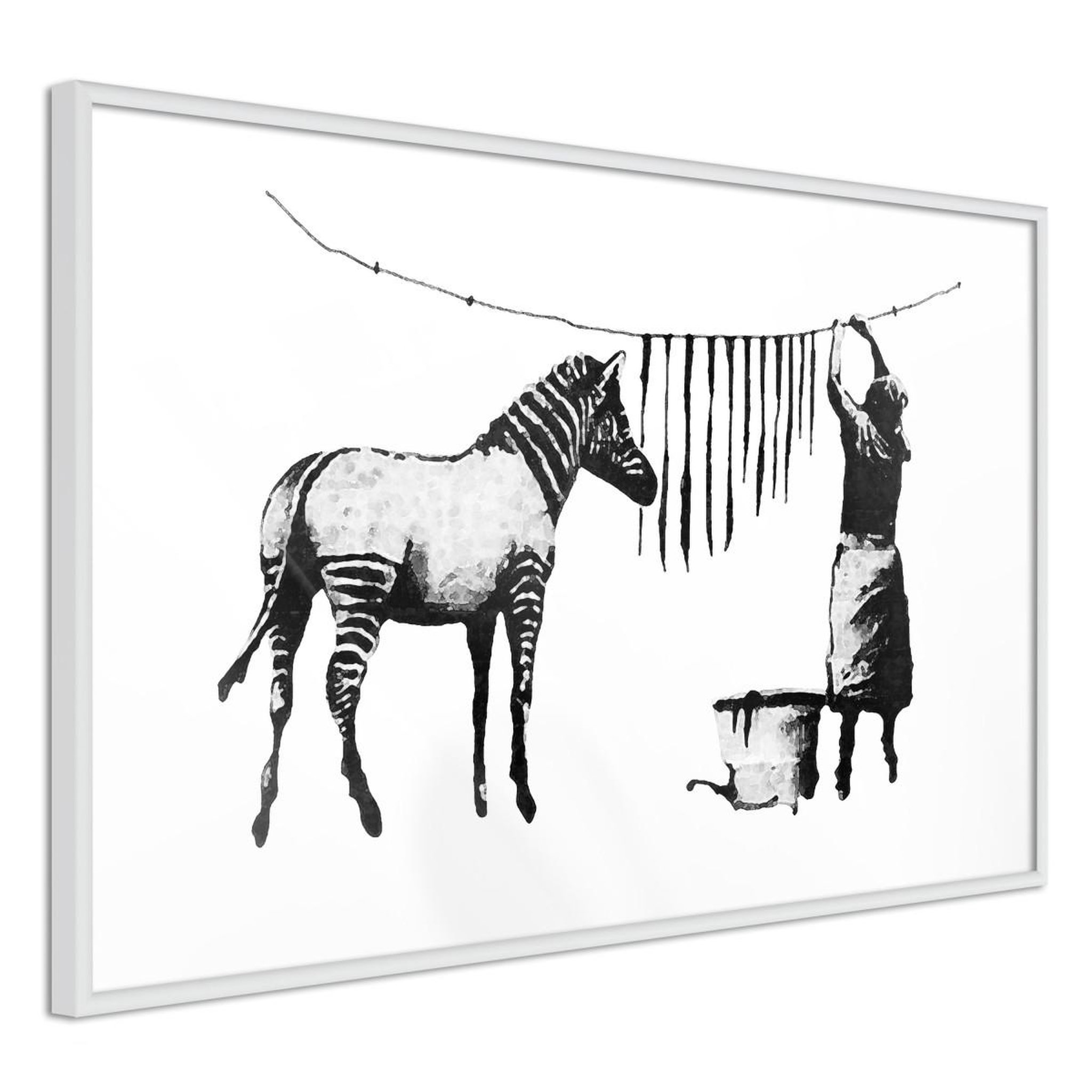 Paris Prix Affiche murale encadrée  banksy washing zebra stripes