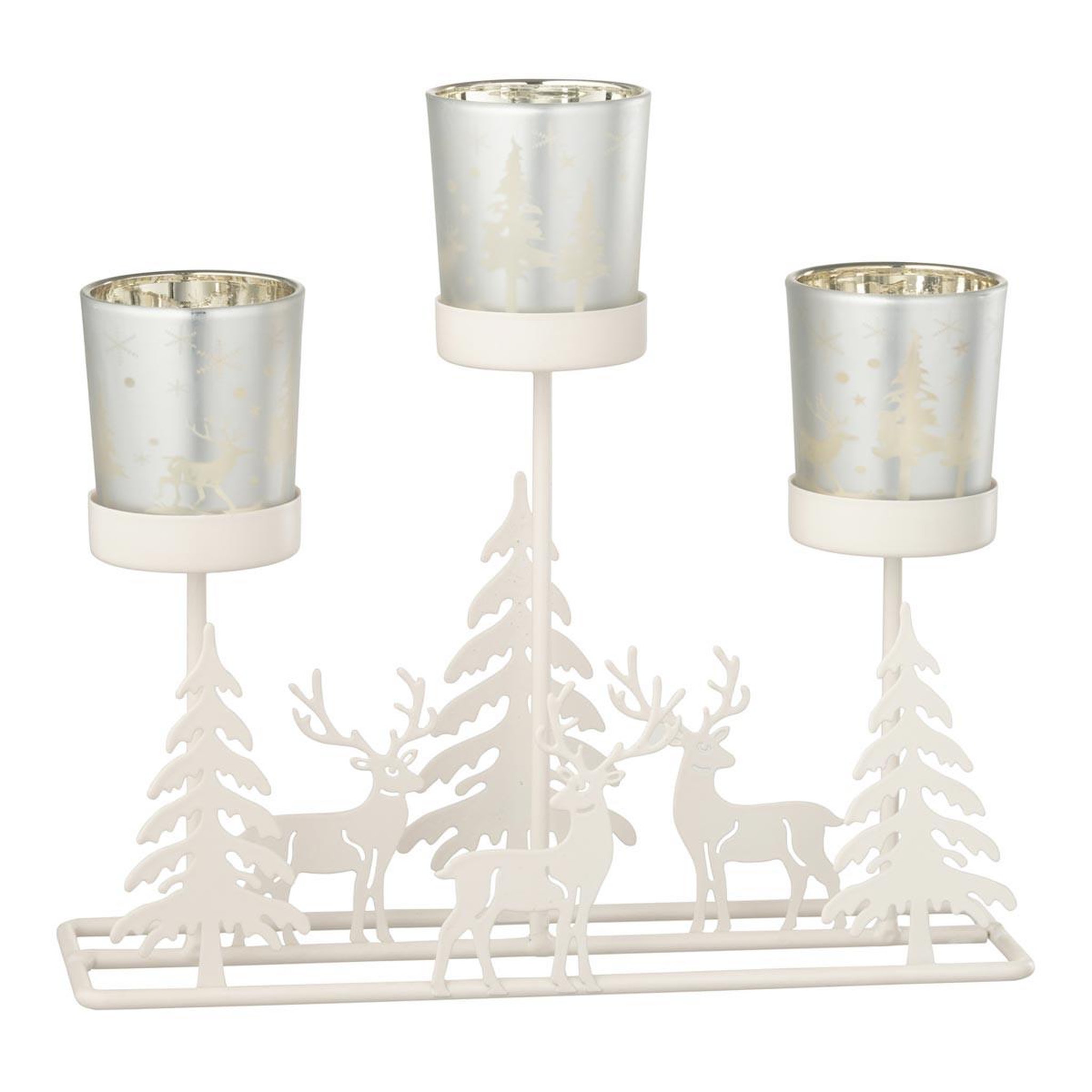 J-LINE Photophore Hiver en Métal  Chalet  24cm Blanc