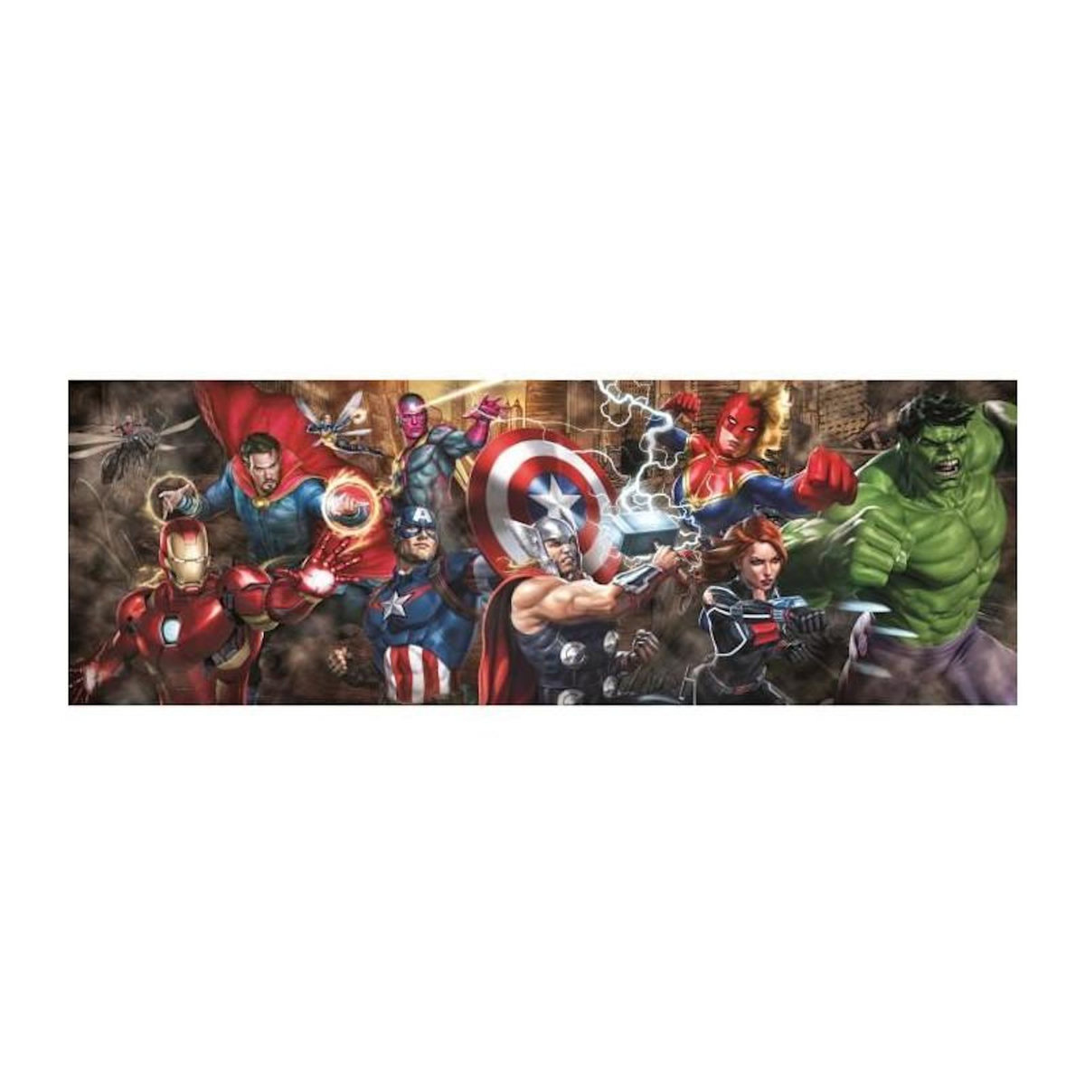 CLEMENTONI Puzzle 1000 pièces Marvel Avengers panorama – Puzzle adulte – Format compact – Clementoni