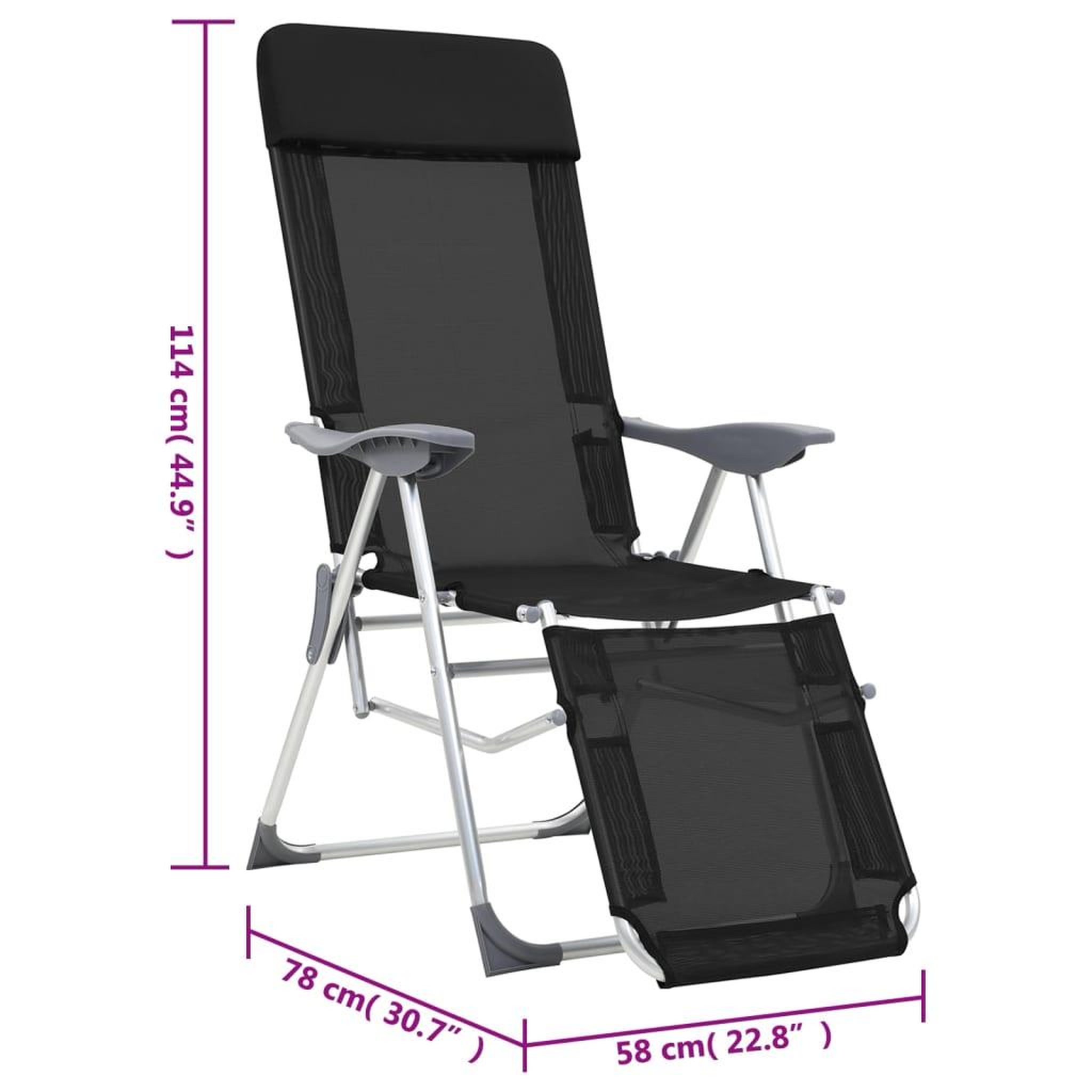 Voir la diapositive 6 : VIDAXL Chaises de camping pliantes et repose-pied lot de 2 textilene
