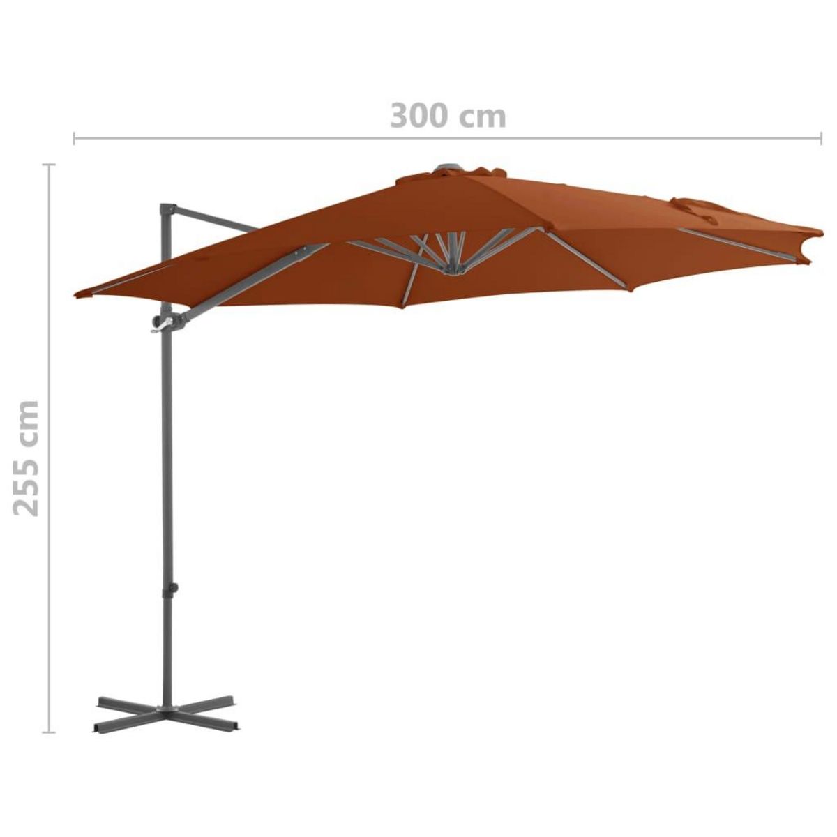 VIDAXL Parasol de jardin en porte-a-faux avec mat en acier terre cuite