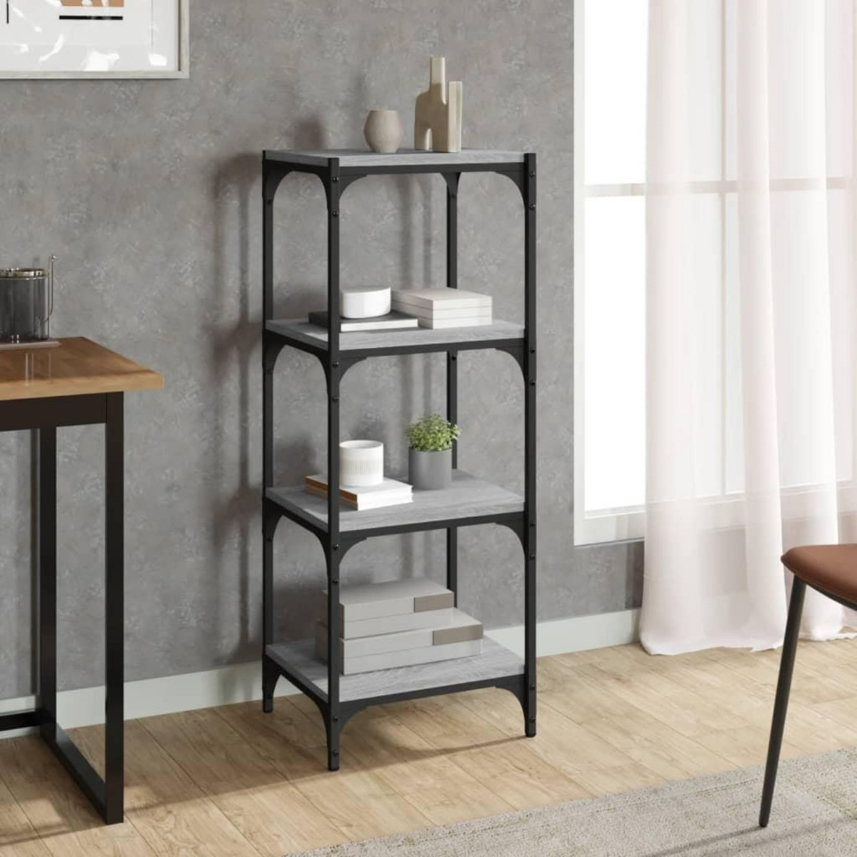 VIDAXL Bibliotheque Sonoma gris 40x33x100 cm Bois d'ingenierie acier