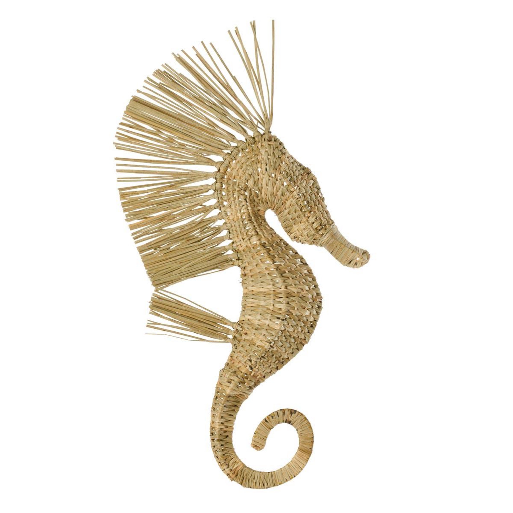 J-LINE Déco murale hippocampe herbe  nut  66cm naturel