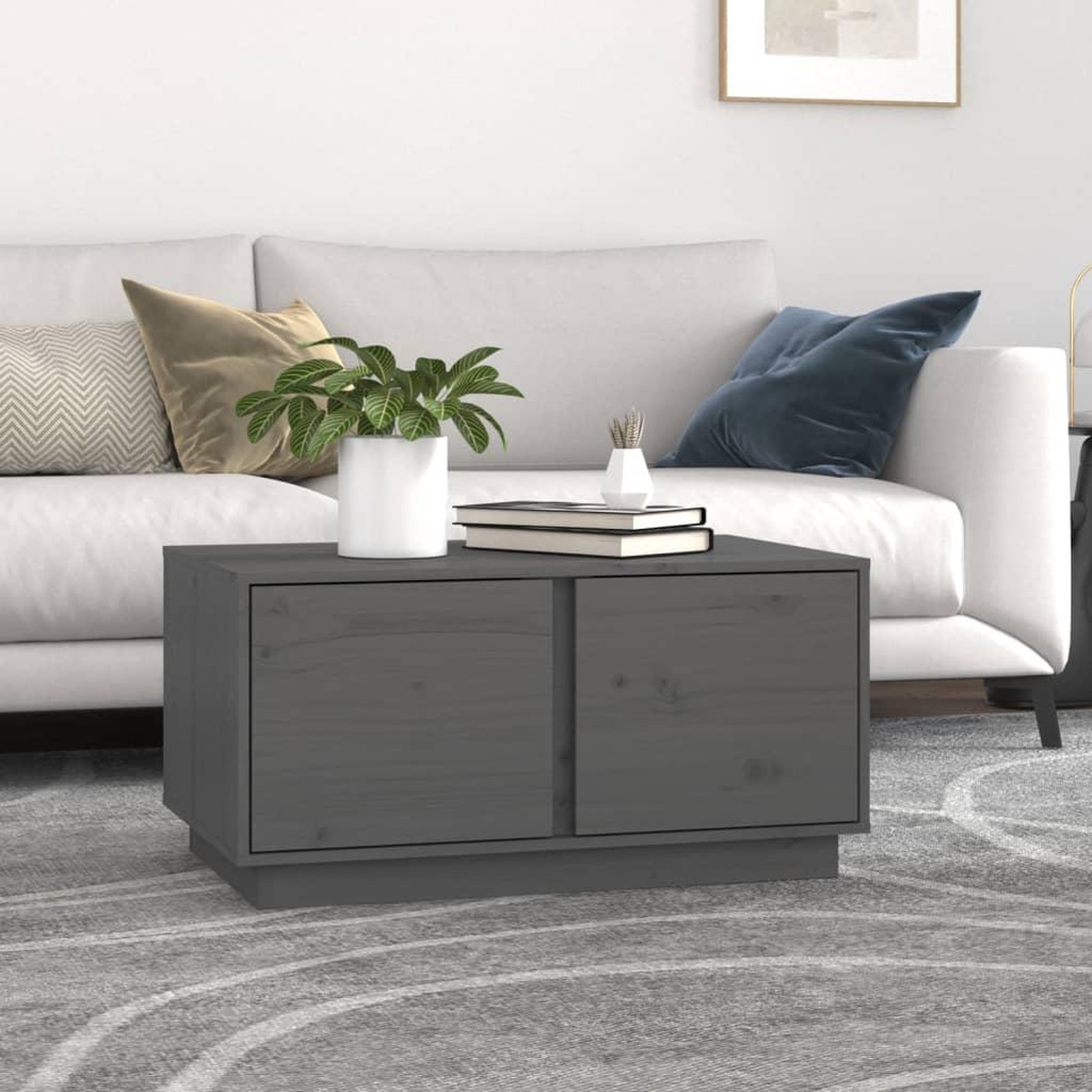 Voir la diapositive 1 : VIDAXL Table basse Gris 80x50x40 cm Bois massif de pin