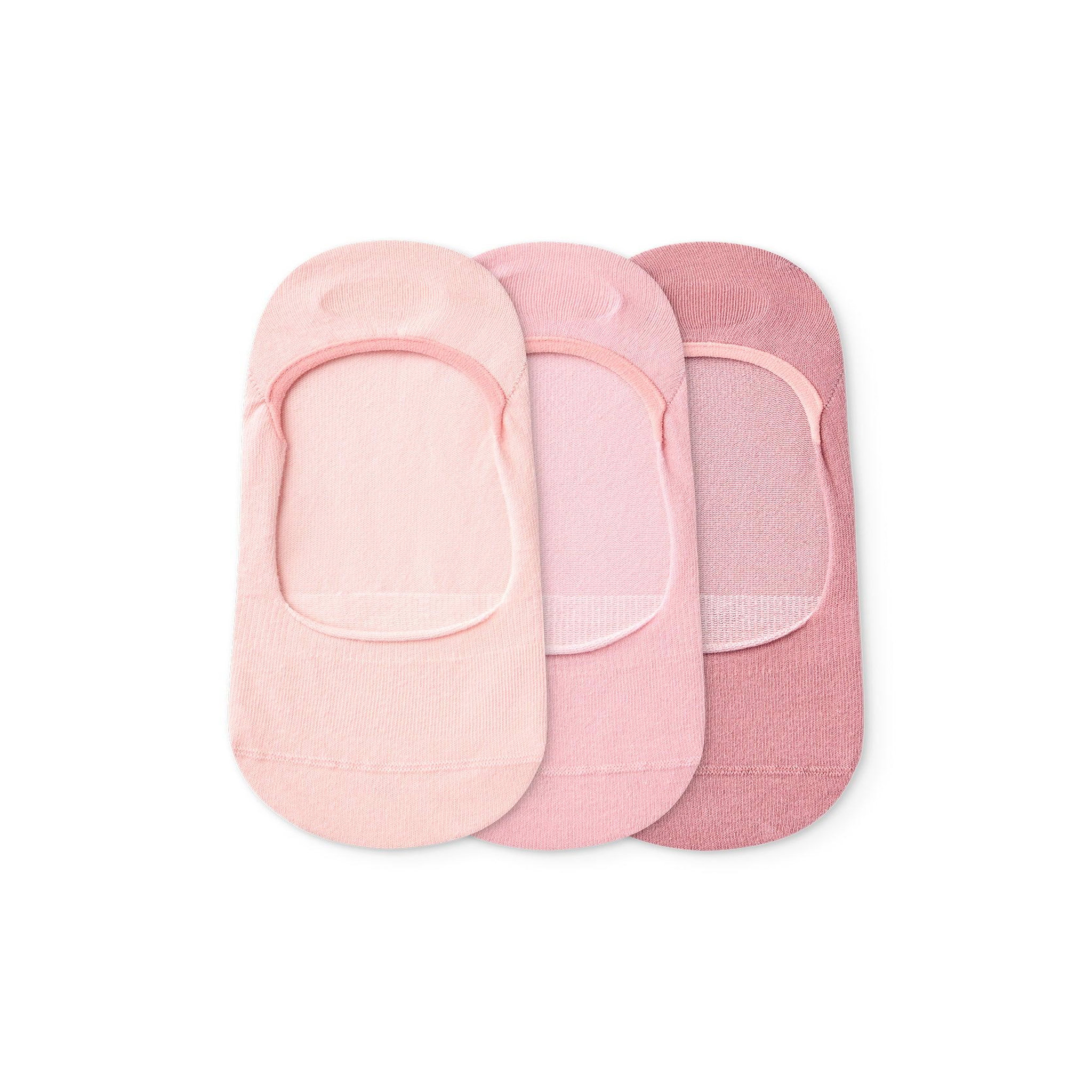 DEDOLES Lot de 3 paires de protège-pieds rose poudré en coton. Coloris disponibles : Rose
