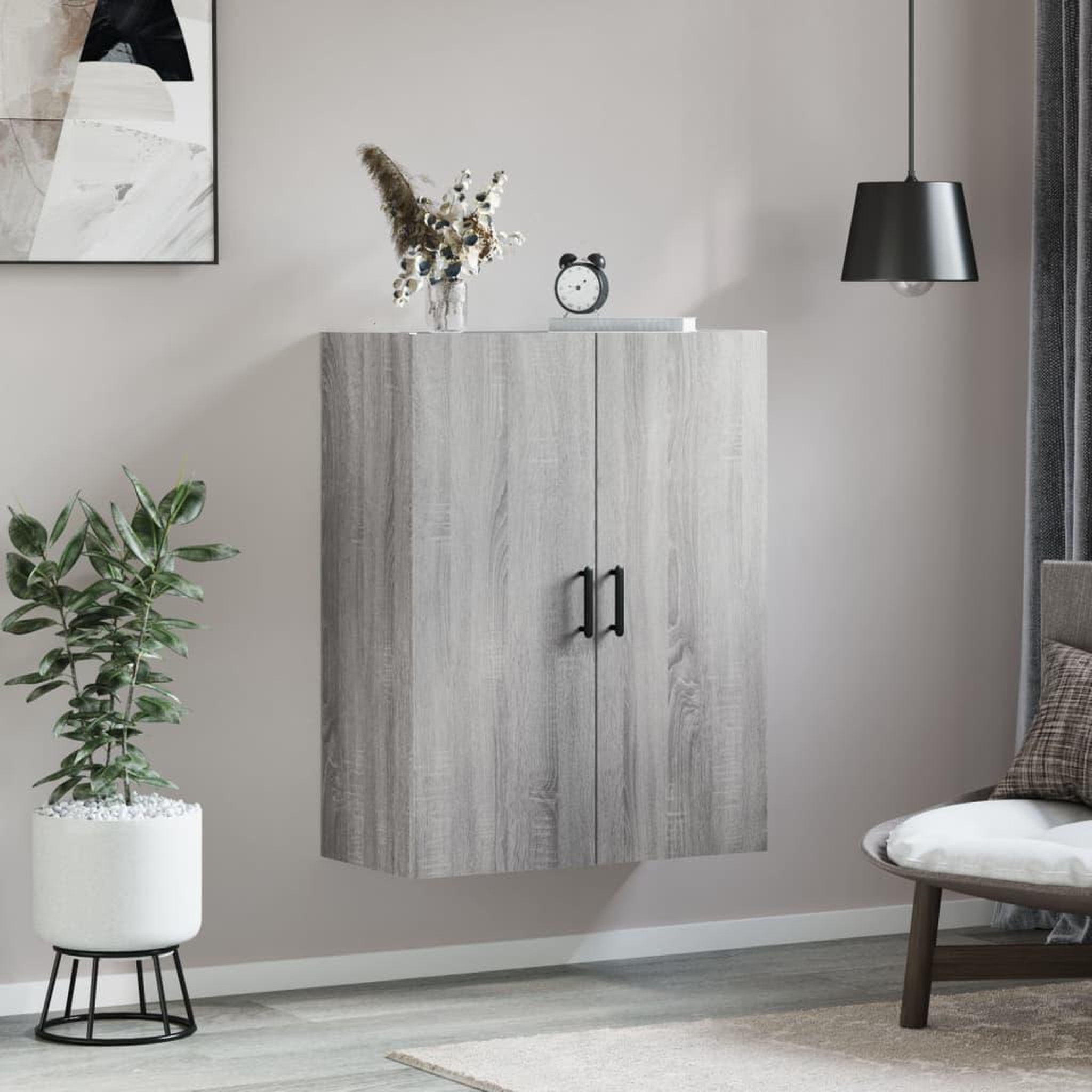 Voir la diapositive 3 : VIDAXL Armoire murale sonoma gris 69,5x34x90 cm