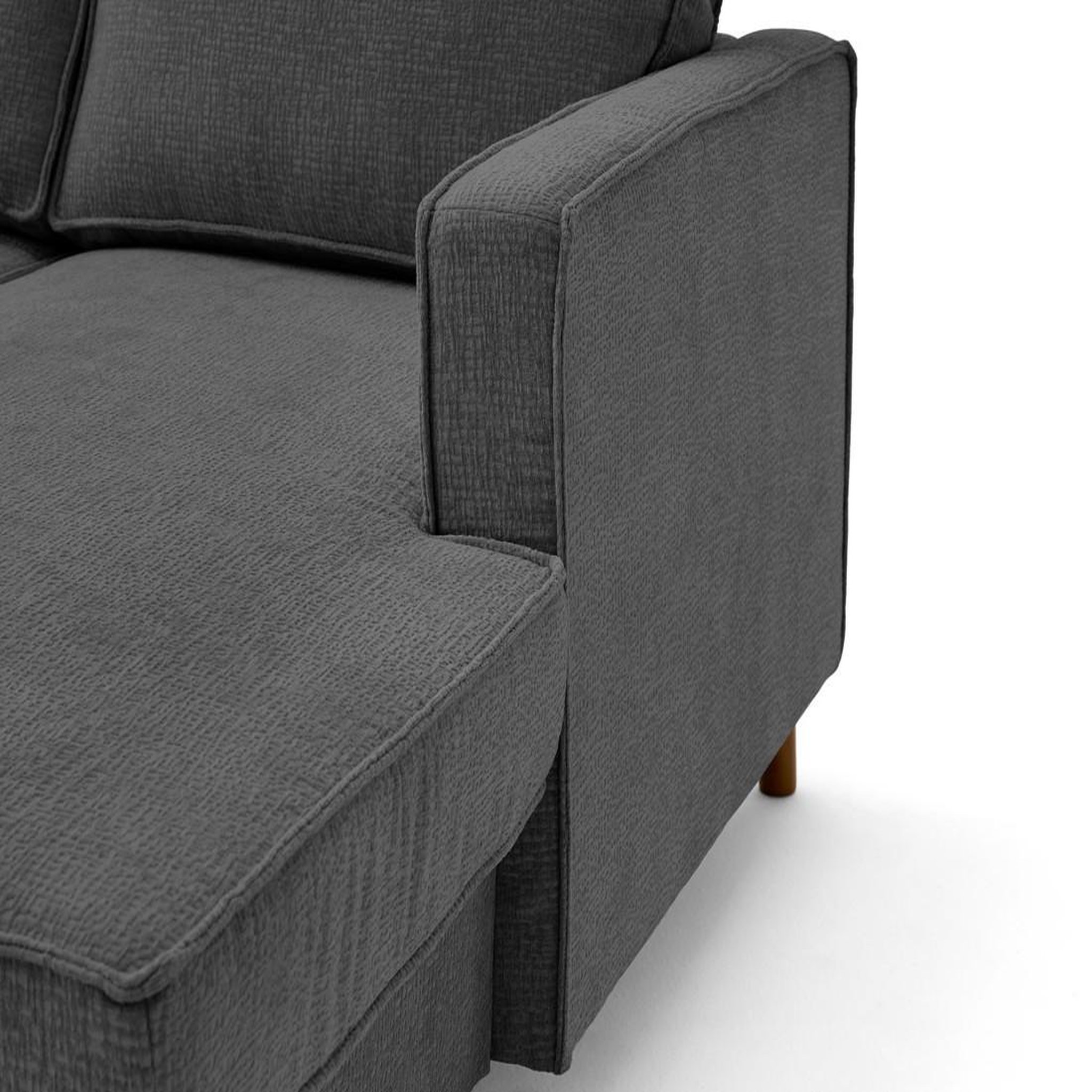 Voir la diapositive 5 : LISA DESIGN Jake - canapé panoramique d'angle gauche 7 places convertible avec coffre en tissu velours relief