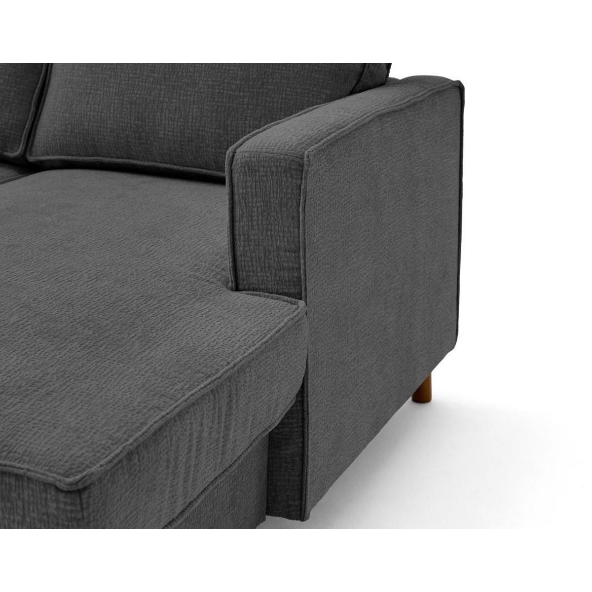 LISA DESIGN Jake - canapé panoramique d'angle gauche 7 places convertible avec coffre en tissu velours relief