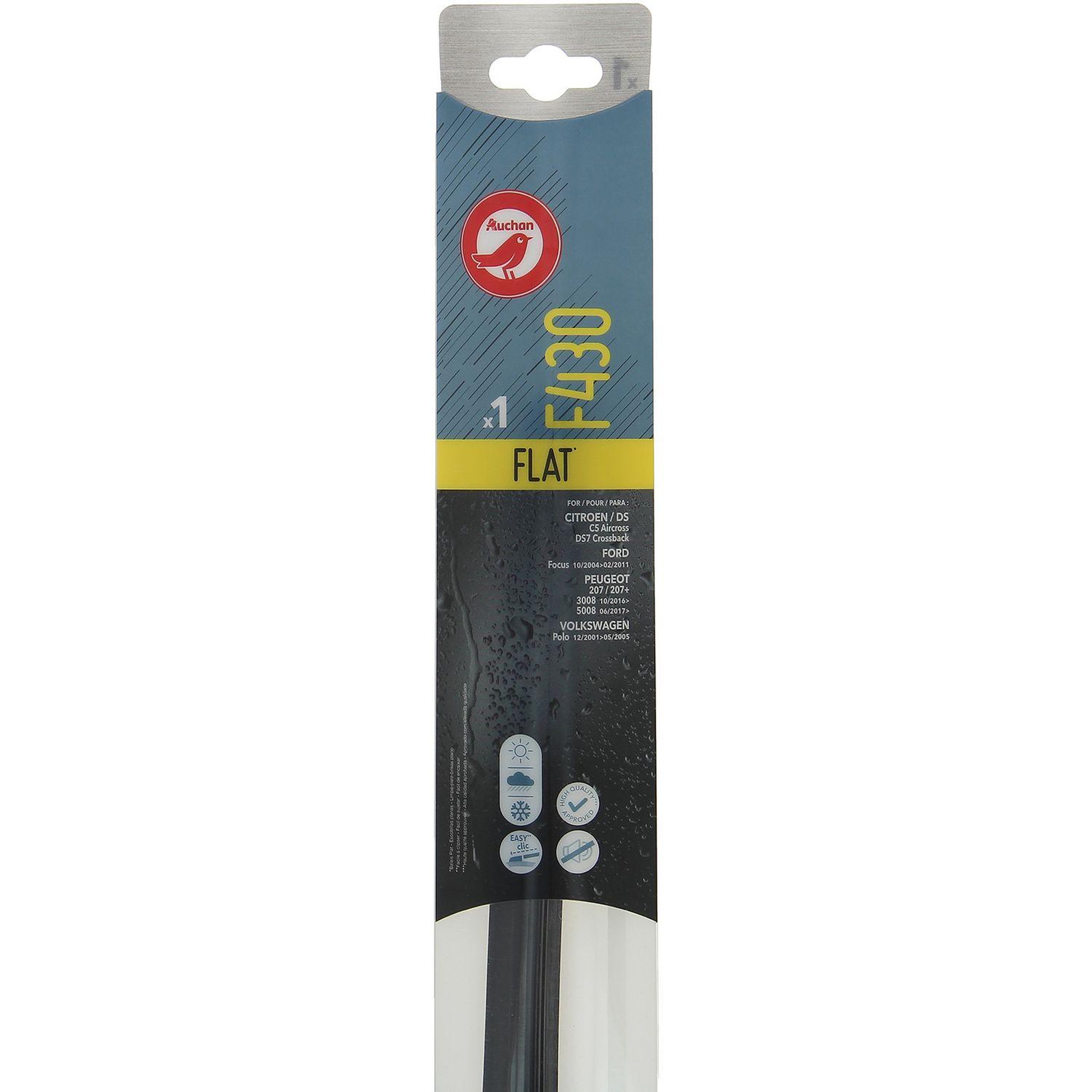 AUCHAN Balai d'essuie-glace plat F430 43cm pour CITROËN / DS FORD PEUGEOT VOLKSWAGEN