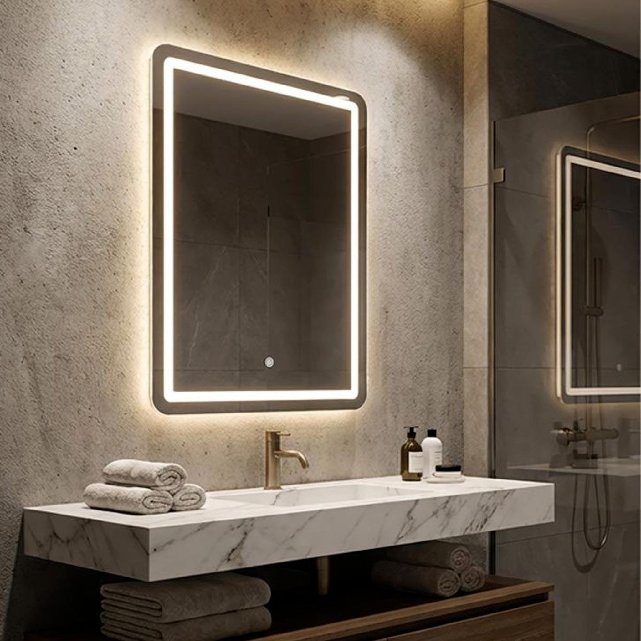 Voir la diapositive 5 : Paris Prix Miroir mural led  simple  80cm argent