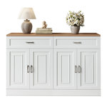 MERAX Buffet 4 porte(s) 2 tiroir(s) - 120 cm blanc+naturel panneau de particules