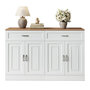 Voir la diapositive 1 : MERAX Buffet 4 porte(s) 2 tiroir(s) - 120 cm blanc+naturel panneau de particules