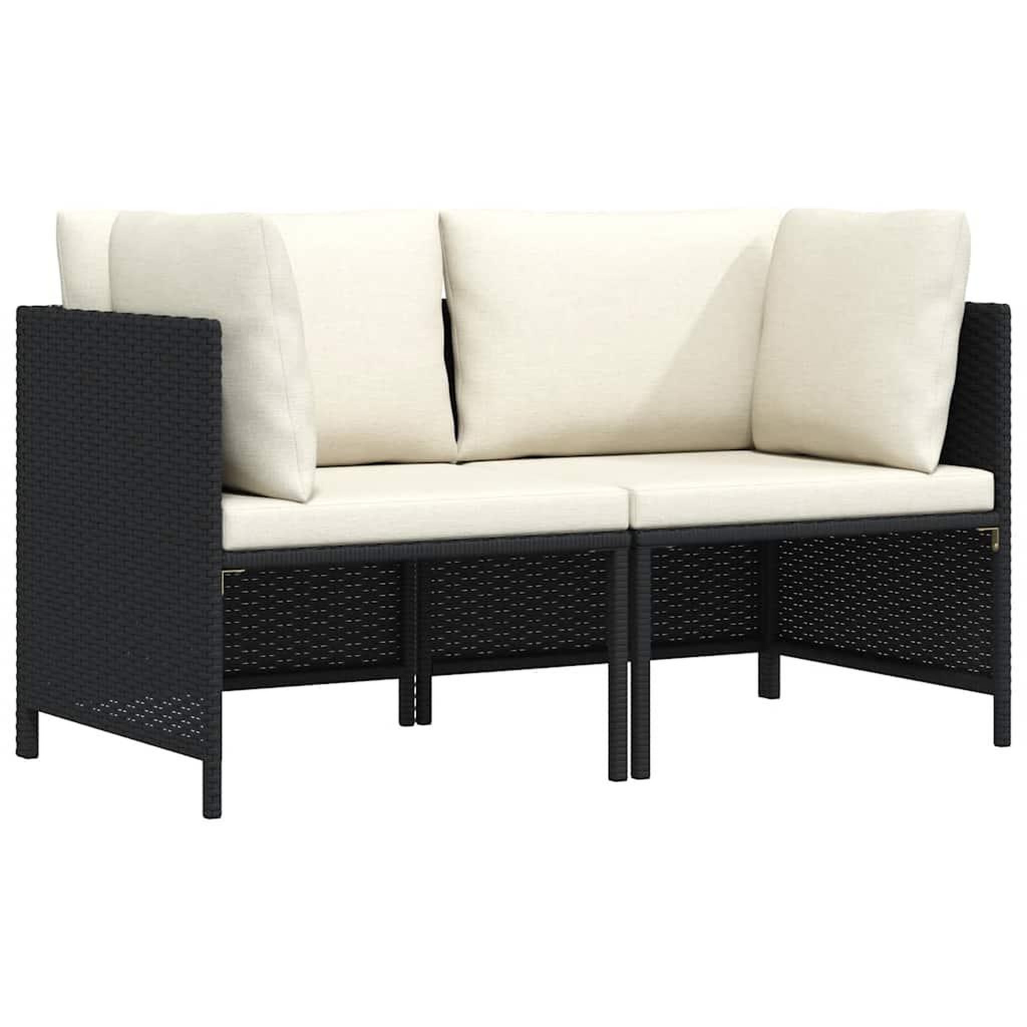 Voir la diapositive 1 : VIDAXL Canape de jardin a 2 places avec coussins noir resine tressee