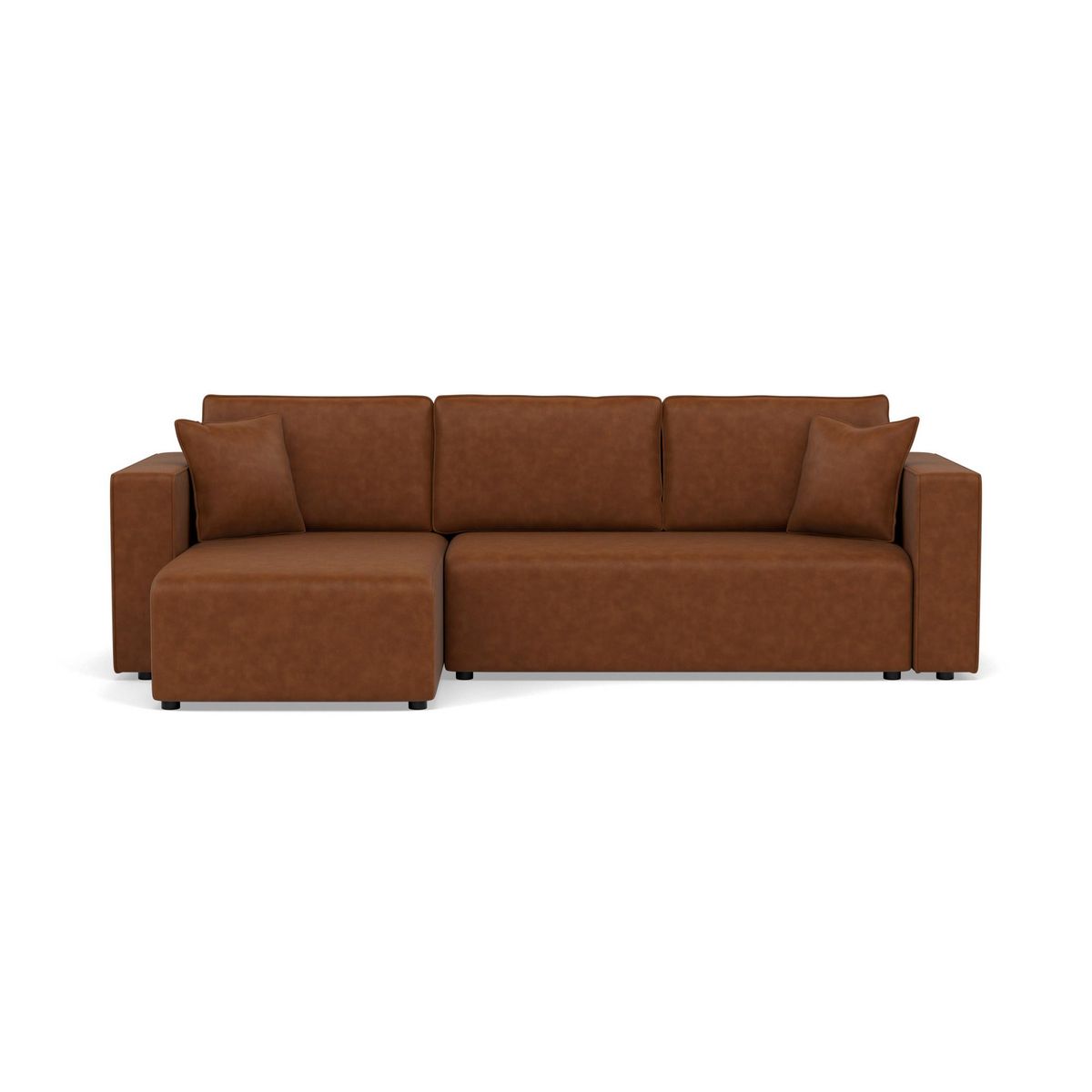 BEST MOBILIER Topaze - canapé d'angle réversible 4 places convertible avec coffre en simili