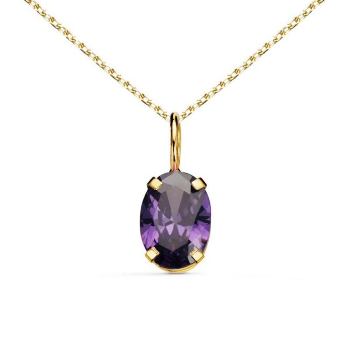 L'ATELIER D'AZUR Collier - Pendentif Or Jaune 18 Carats 750/000 - Zirconium Améthyste - Chaine Dorée