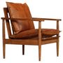 Voir la diapositive 2 : VIDAXL Fauteuil Marron Cuir veritable avec bois d'acacia