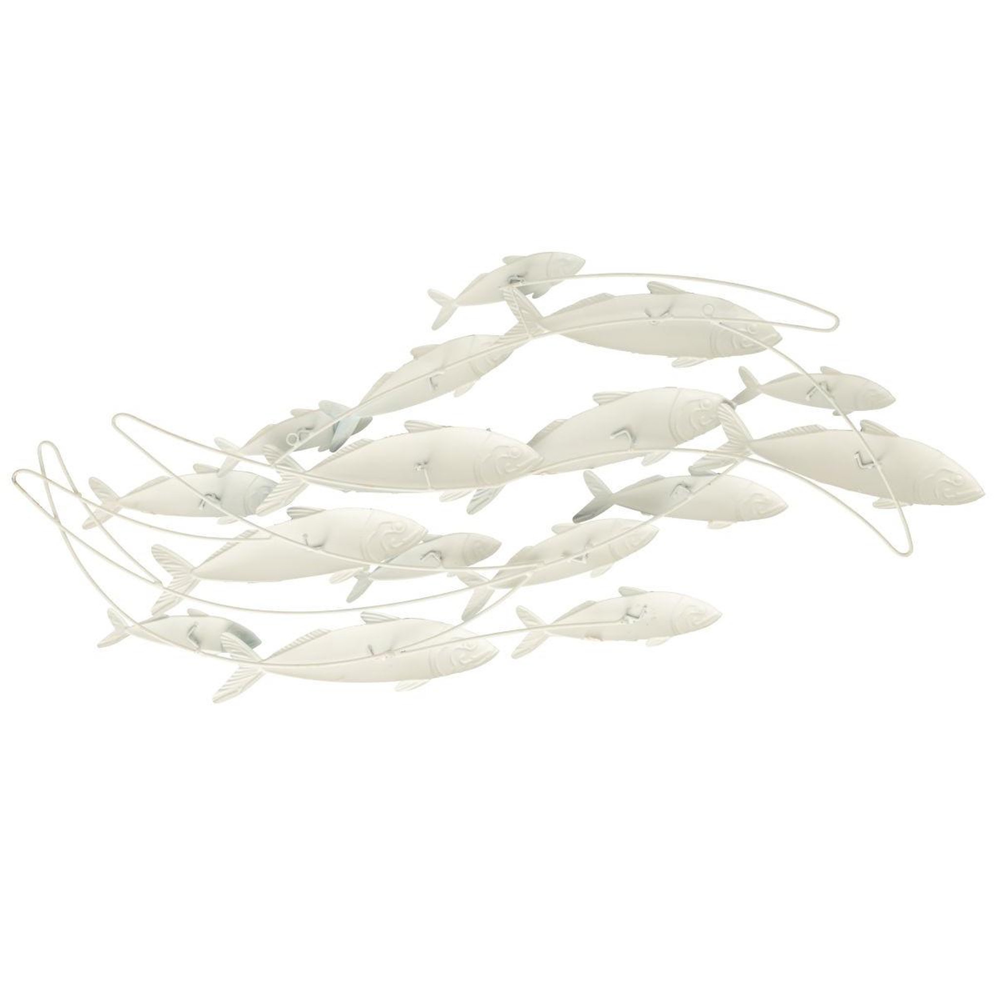 Voir la diapositive 2 : J-LINE Déco murale en métal  groupe de poissons  111cm bleu foncé