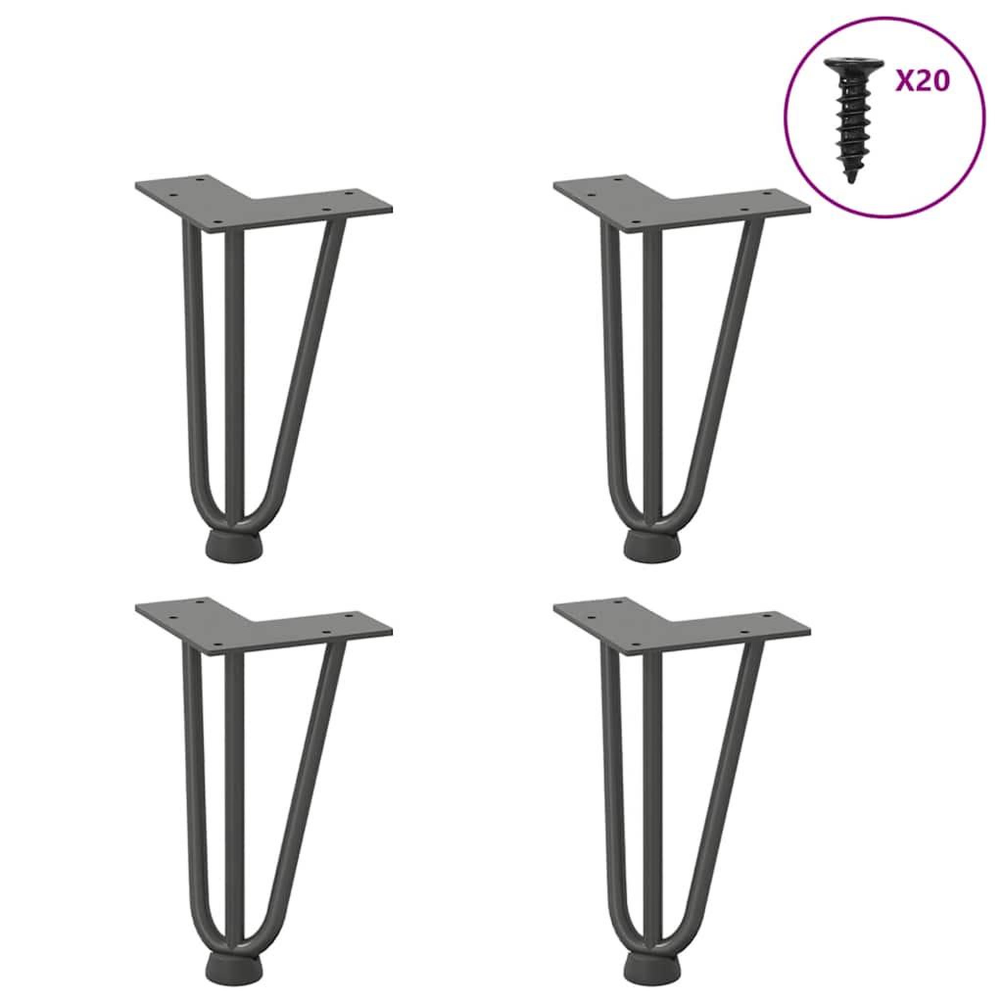 VIDAXL Pieds de table en forme d'epingle a cheveux 4 pcs anthracite