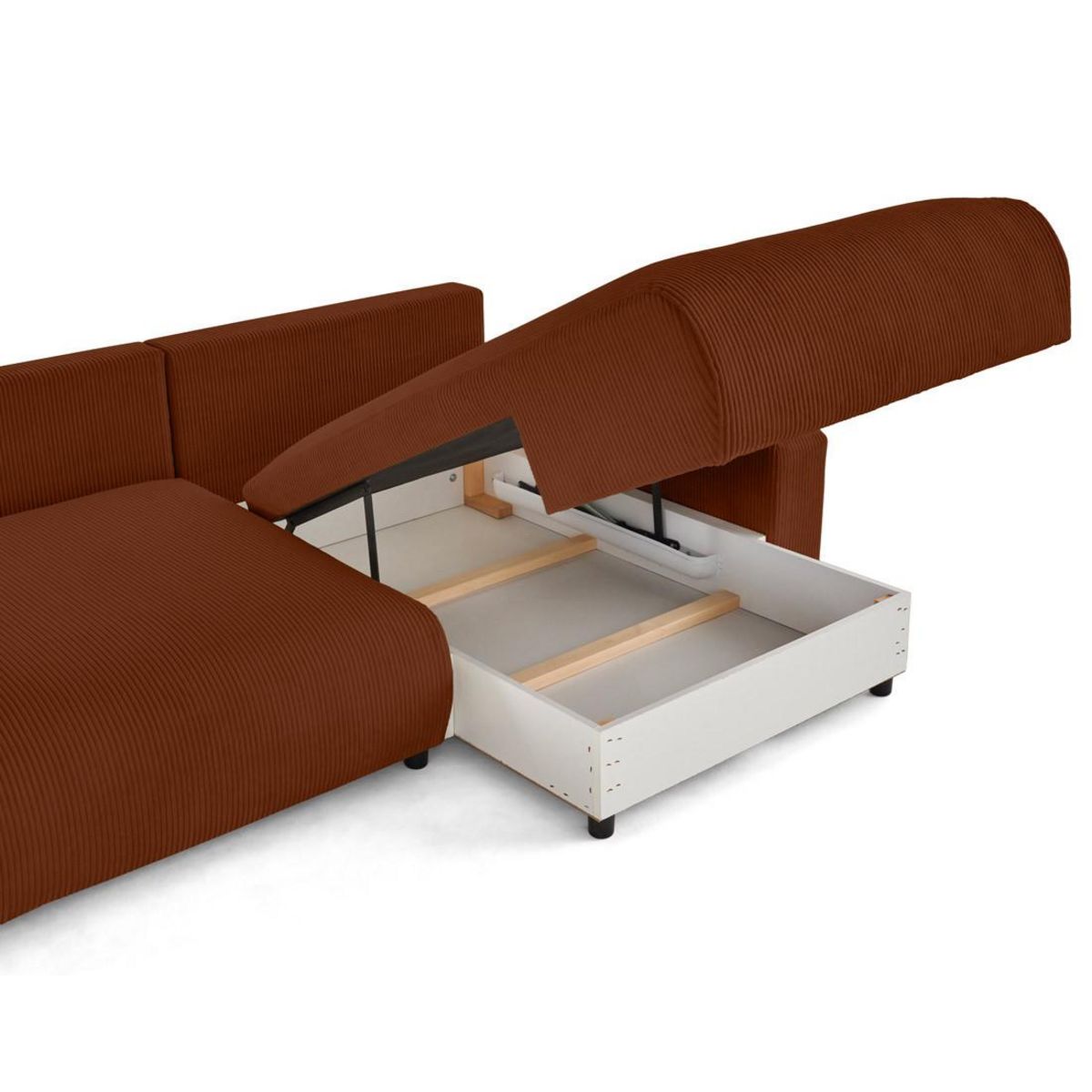 LISA DESIGN Pivoine - canapé d'angle 4 places réversible convertible avec 2 coffres en velours côtelé
