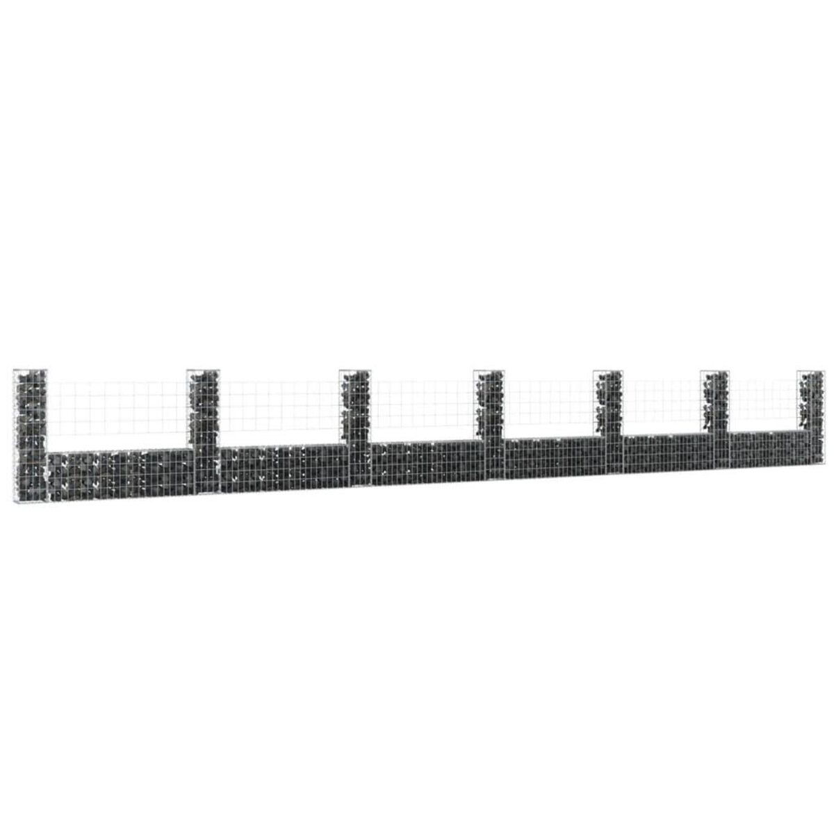 VIDAXL Panier de gabion en forme de U avec 7 poteaux Fer 740x20x100 cm