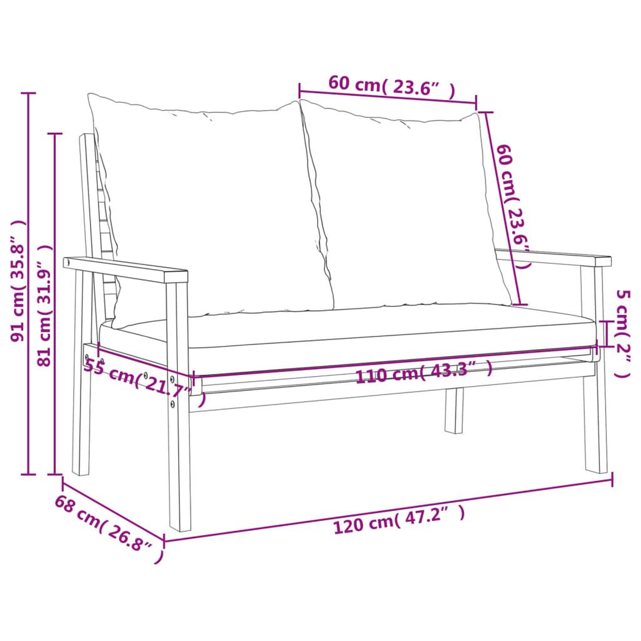 Voir la diapositive 6 : VIDAXL Ensemble de jardin avec coussin bois massif acacia