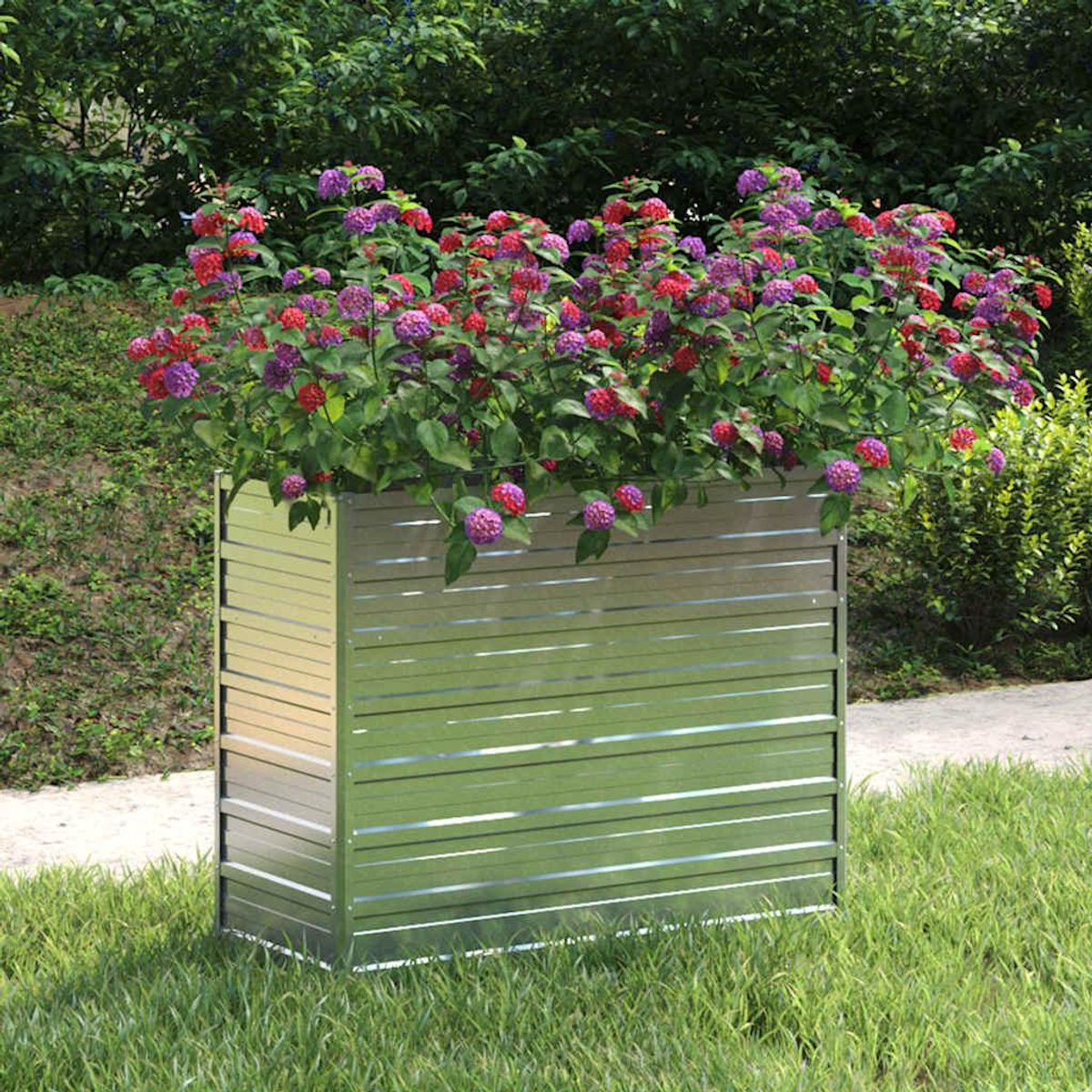 VIDAXL Lit sureleve de jardin 100x40x77 cm Acier galvanise Argente