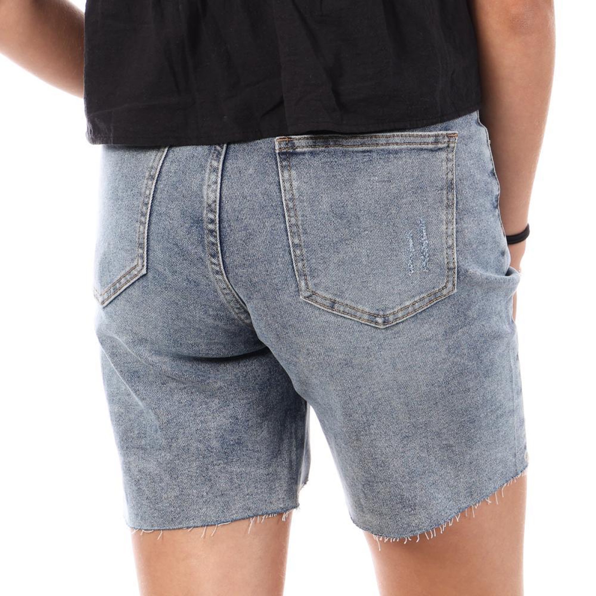 Voir la diapositive 2 : MONDAY PREMIUM Bermuda en Jean Bleu Clair Femme Monday Premium Bermuda Coupe