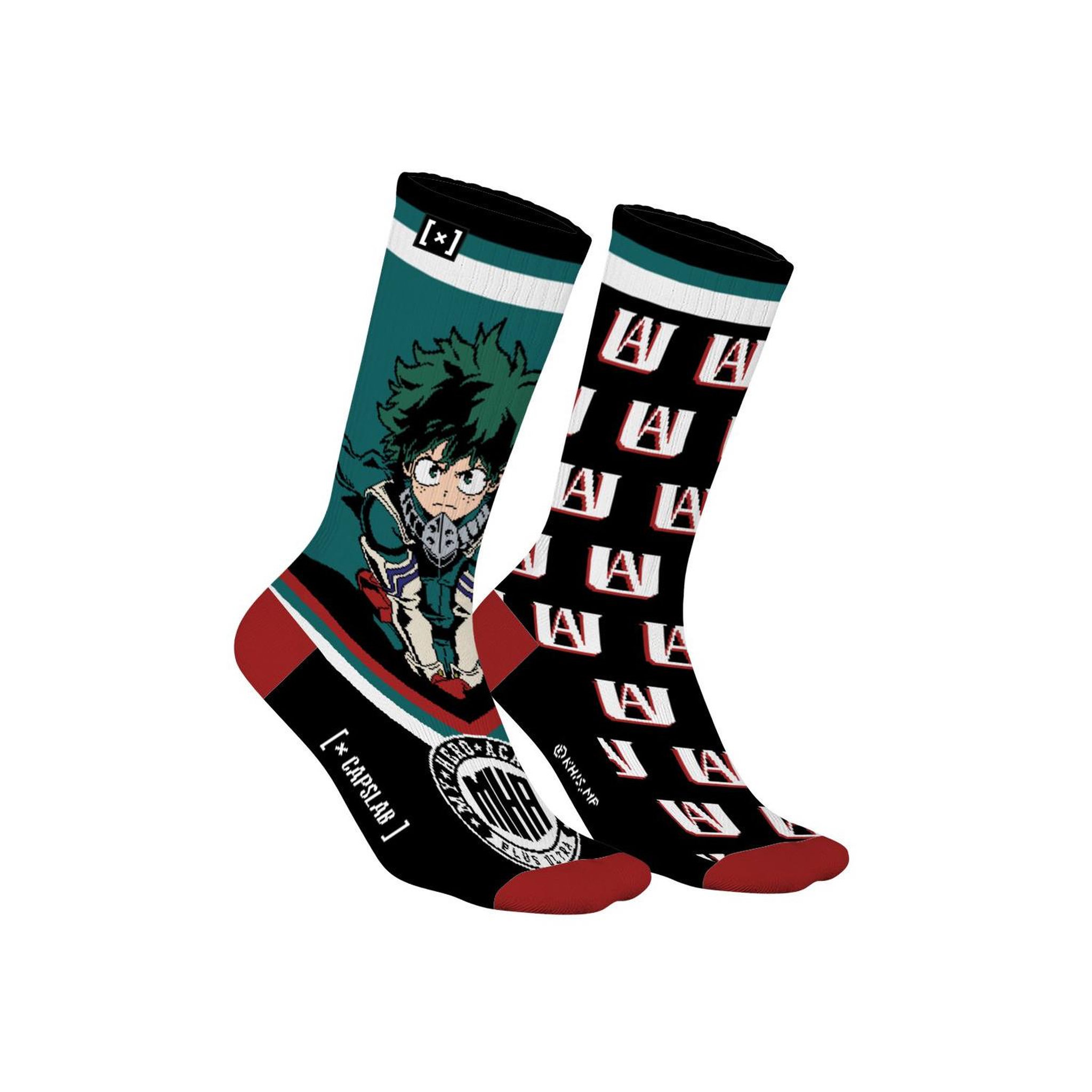 CAPSLAB Paire de chaussettes dépareillées my hero academia deku. Coloris disponibles : Noir