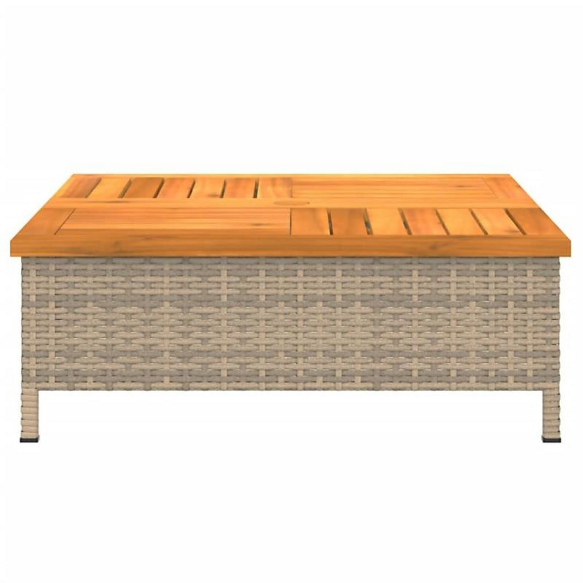 VIDAXL Table de jardin beige 70x70x25 cm résine tressée et bois acacia