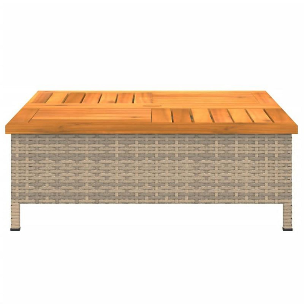 VIDAXL Table de jardin beige 70x70x25 cm résine tressée et bois acacia