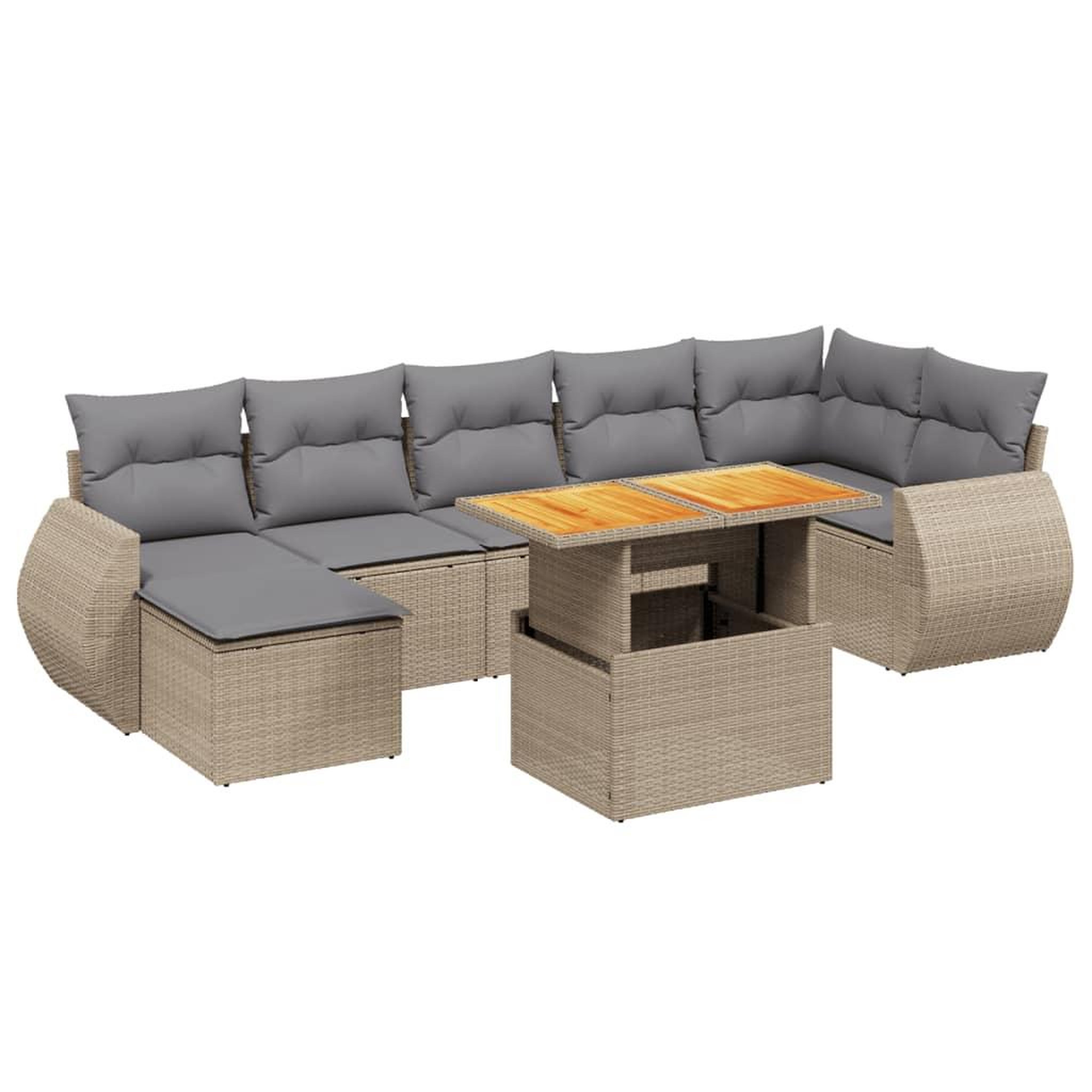 Voir la diapositive 2 : VIDAXL Salon de jardin avec coussins 8 pcs beige resine tressee