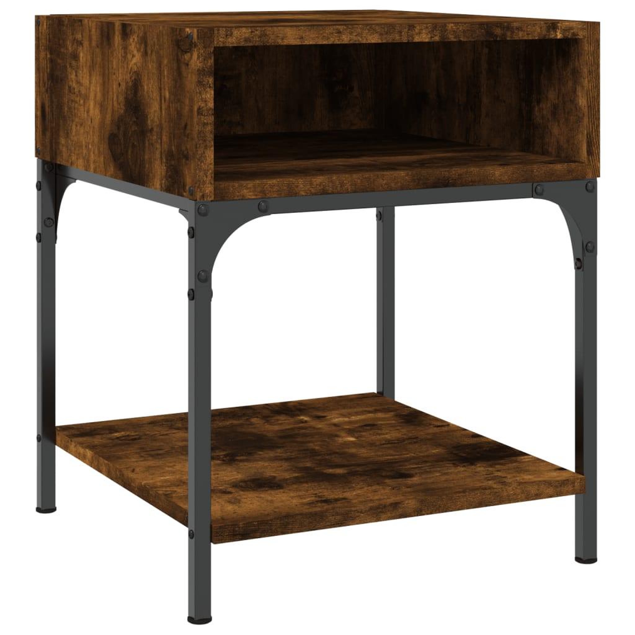 Voir la diapositive 2 : VIDAXL Table de chevet chene fume 40x41x50 cm bois d'ingenierie