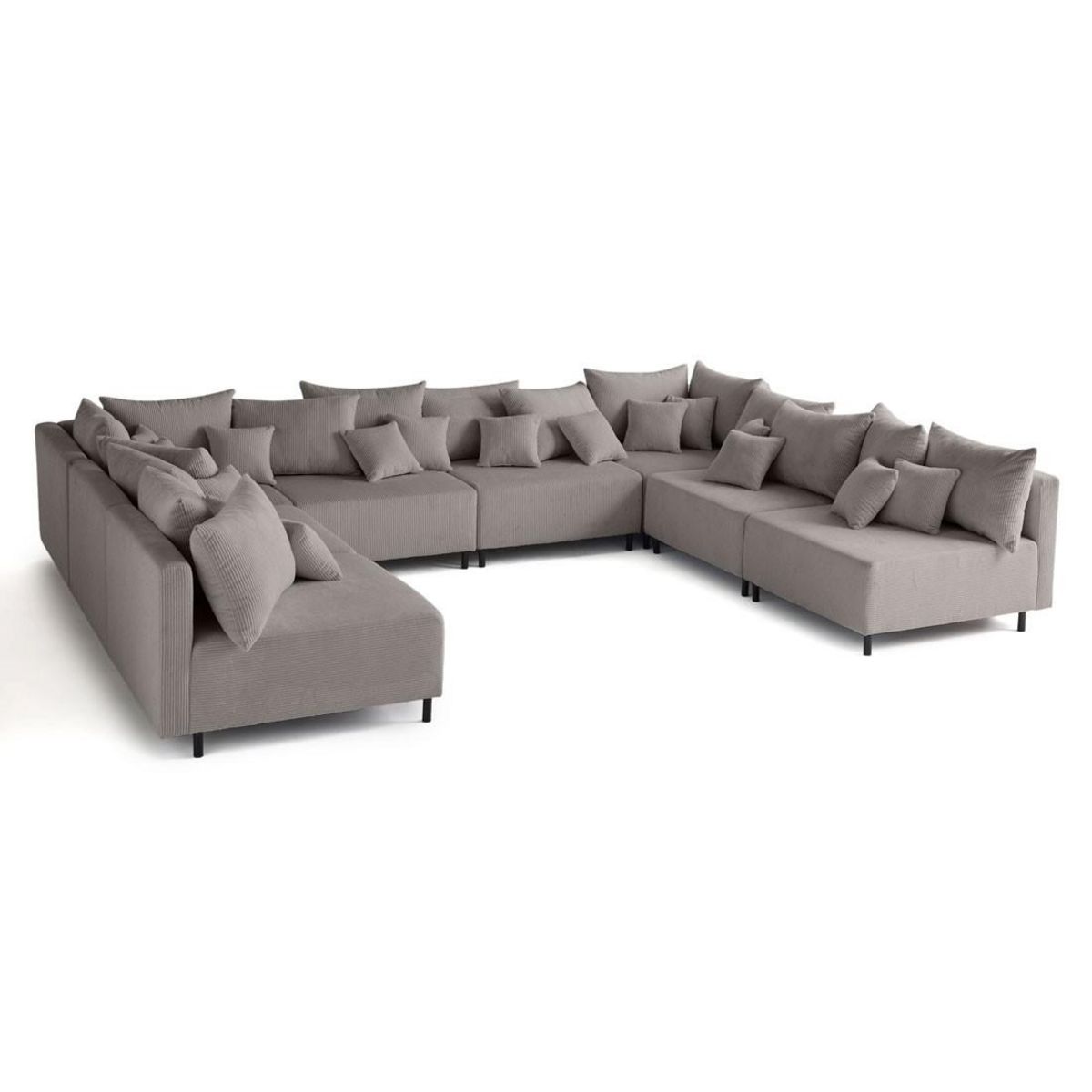 LISA DESIGN Edinburg - canapé modulable panoramique 8 places - en velours côtelé