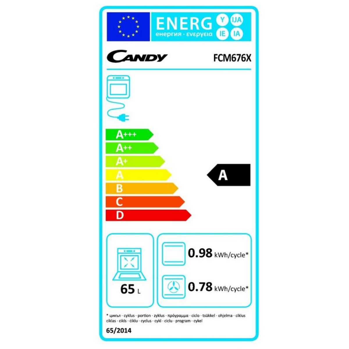 Candy Four intégrable multifonction 65l 60cm pyrolyse inox - FCM676X