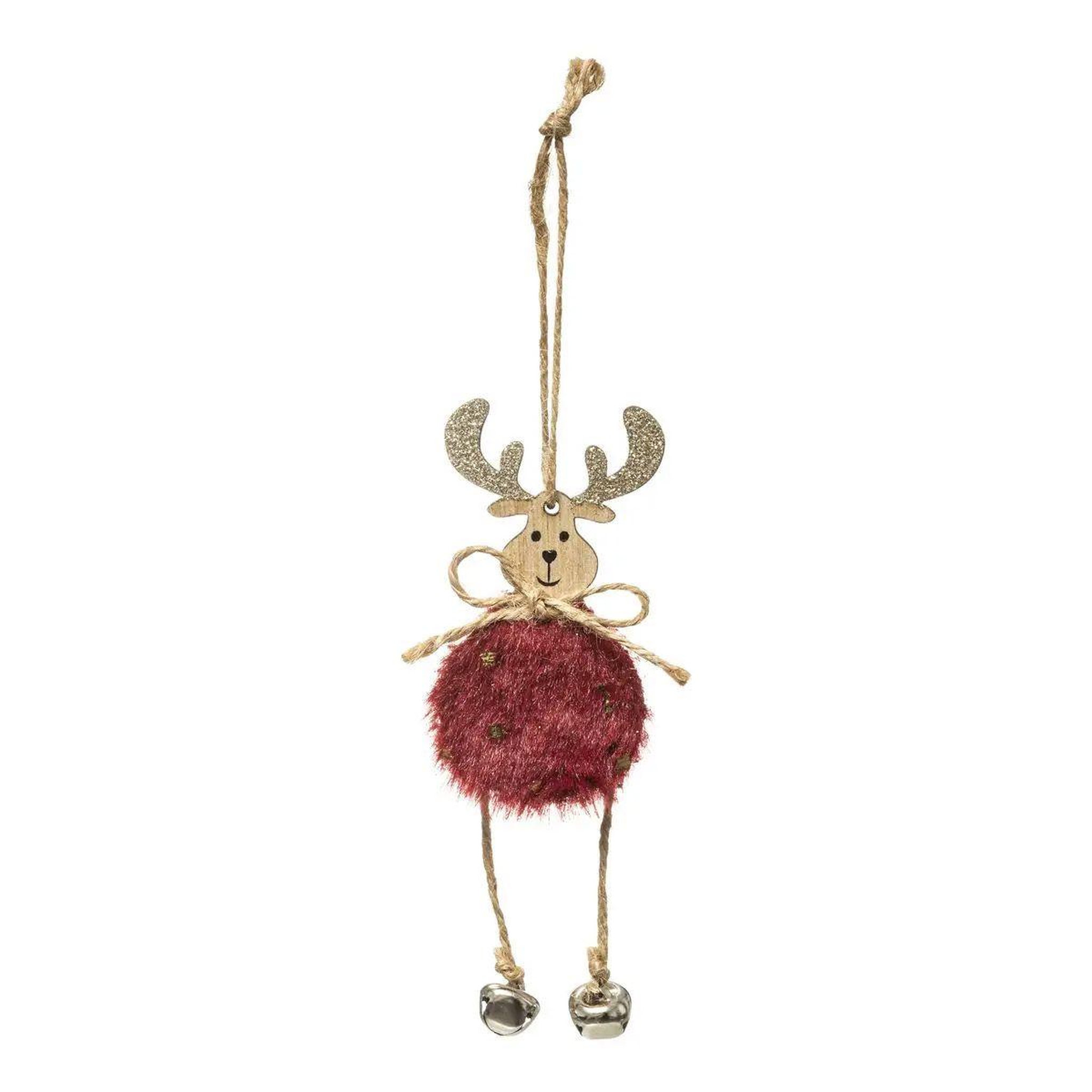 ATMOSPHERA Sujet de noël  renne fourrure  18cm rouge