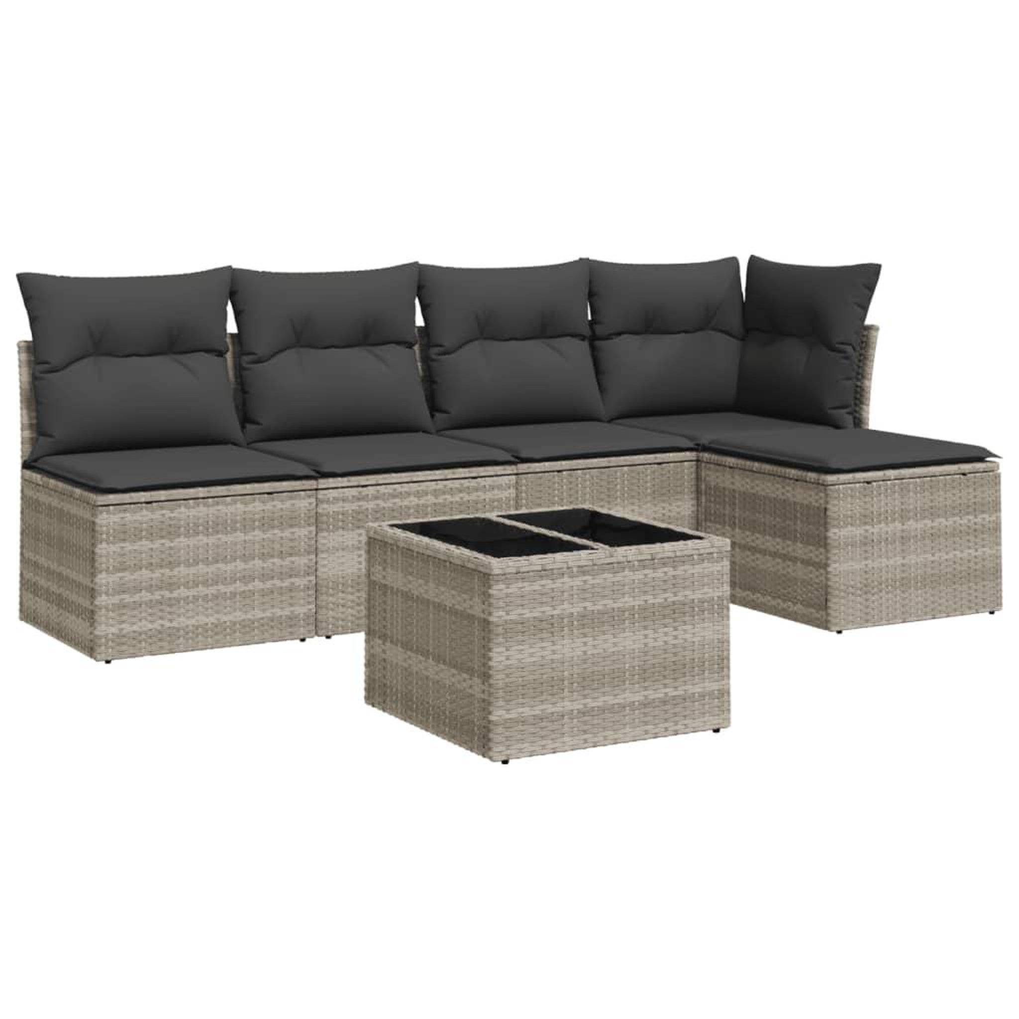 Voir la diapositive 2 : VIDAXL Salon de jardin 6 pcs avec coussins gris clair resine tressee