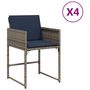 Voir la diapositive 2 : VIDAXL Chaises de jardin avec coussins lot de 4 gris resine tressee