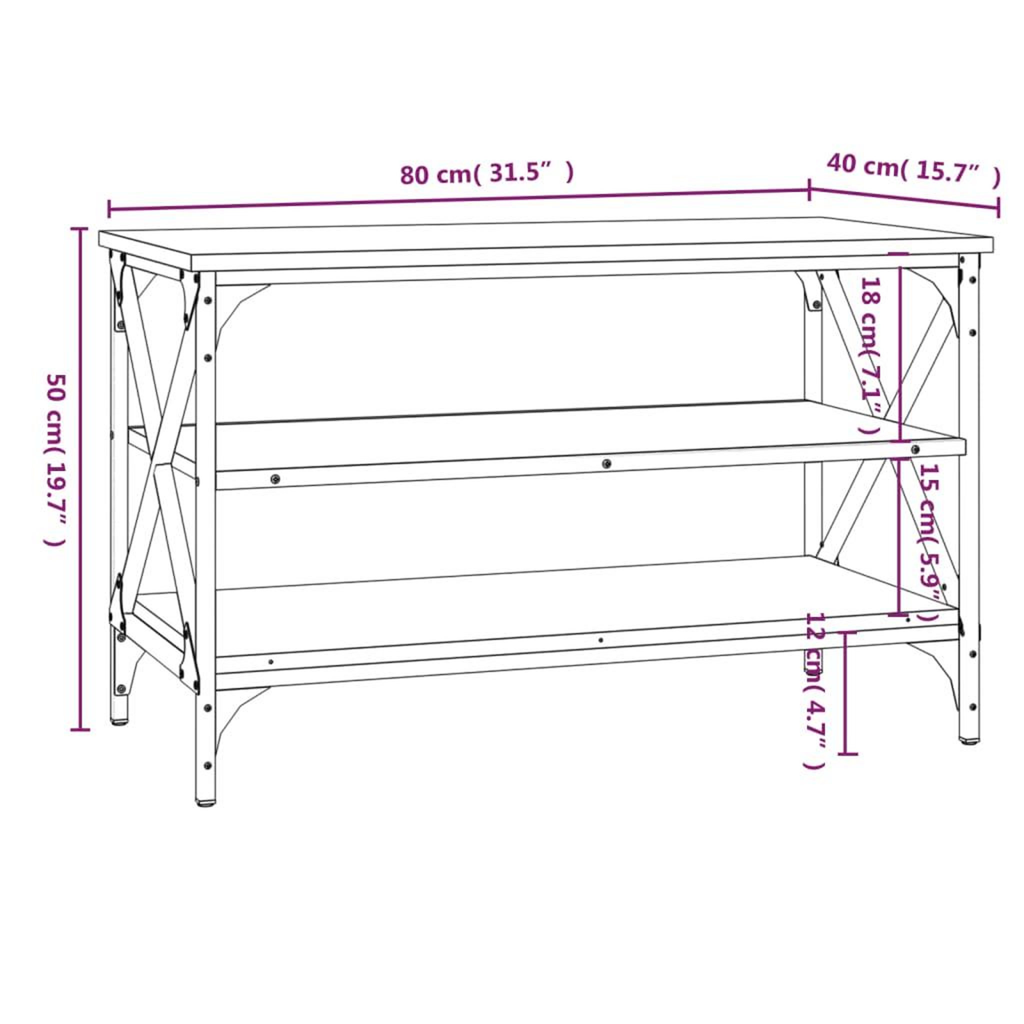 Voir la diapositive 6 : VIDAXL Meuble TV Chene fume 80x40x50 cm Bois d'ingenierie