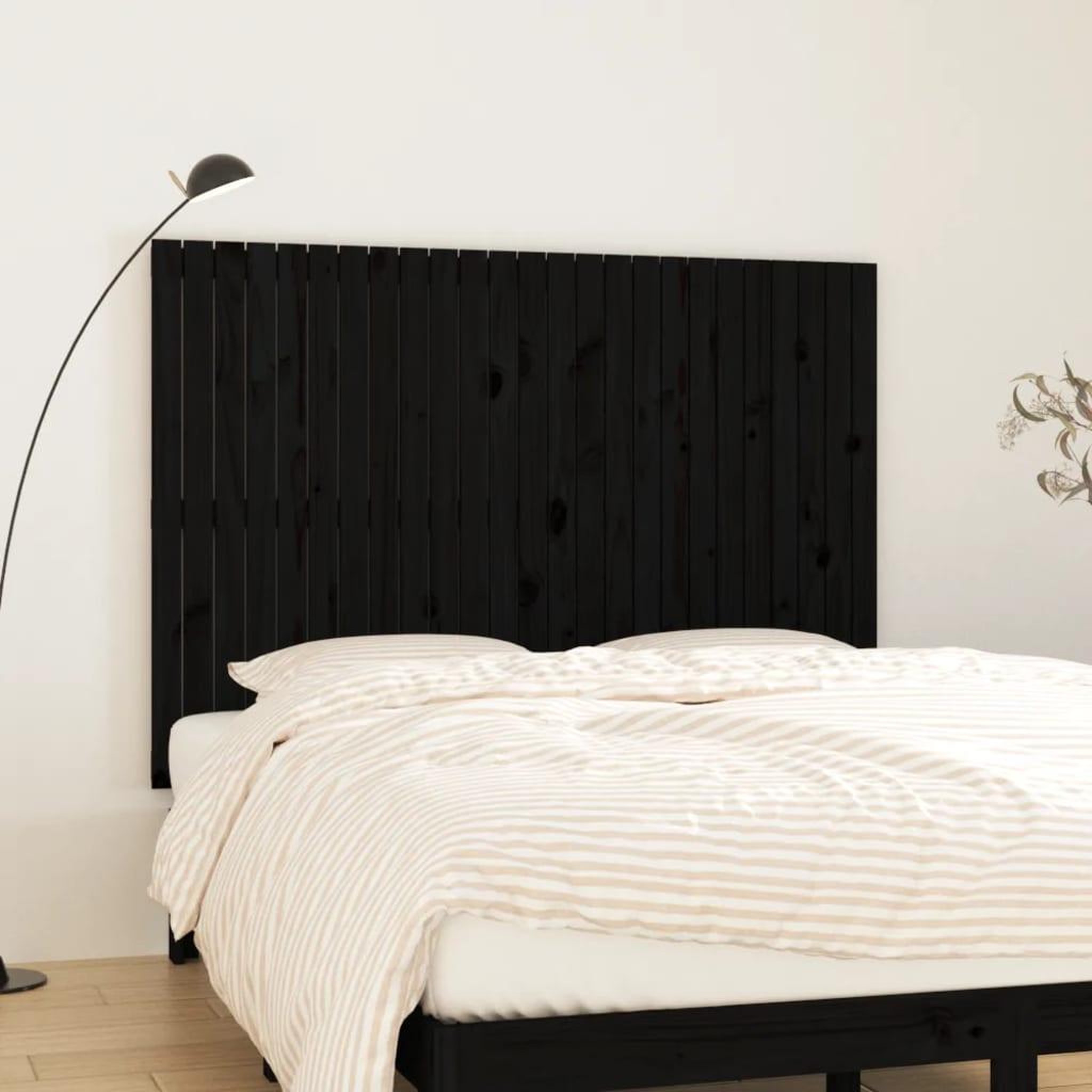 Voir la diapositive 1 : VIDAXL Tete de lit murale Noir 159,5x3x110 cm Bois massif de pin