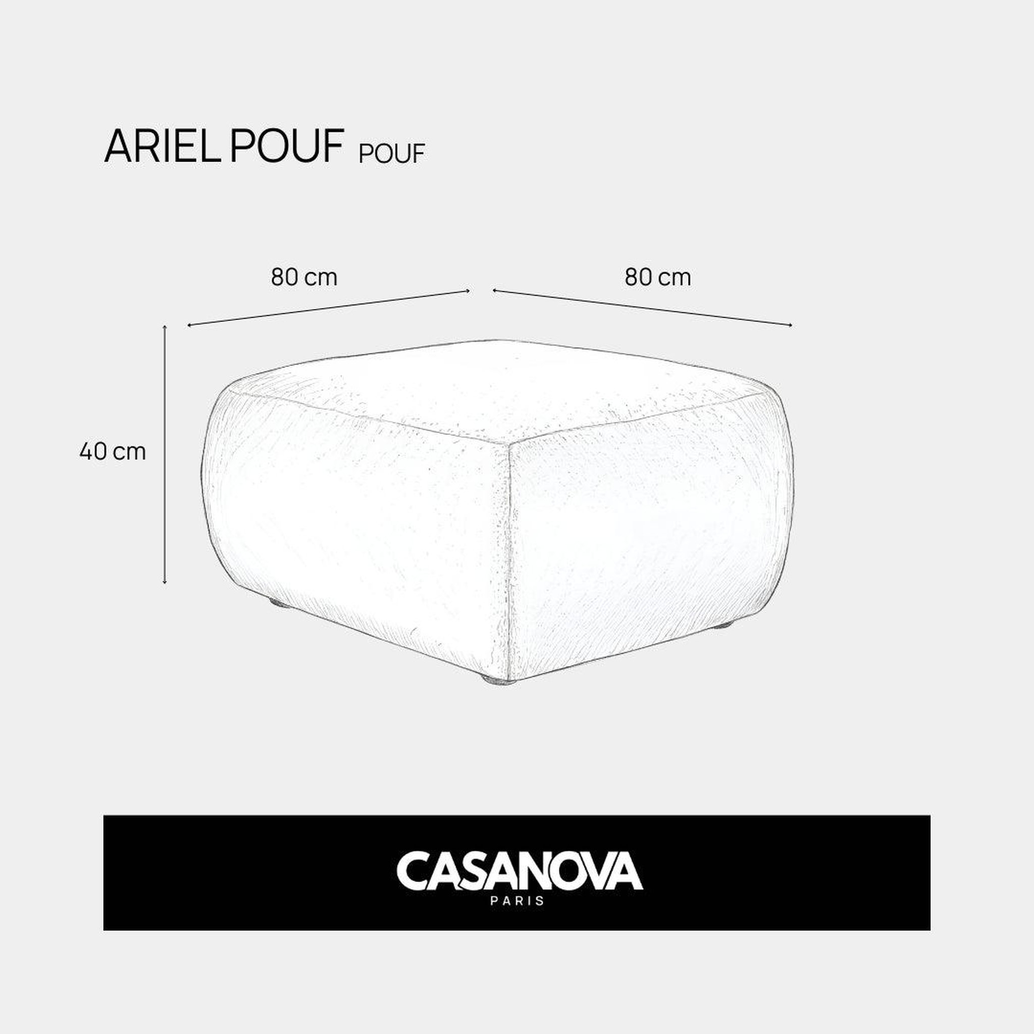 Voir la diapositive 6 : CASANOVA PARIS Ariel - pouf en tissu bouclette 80x80x40