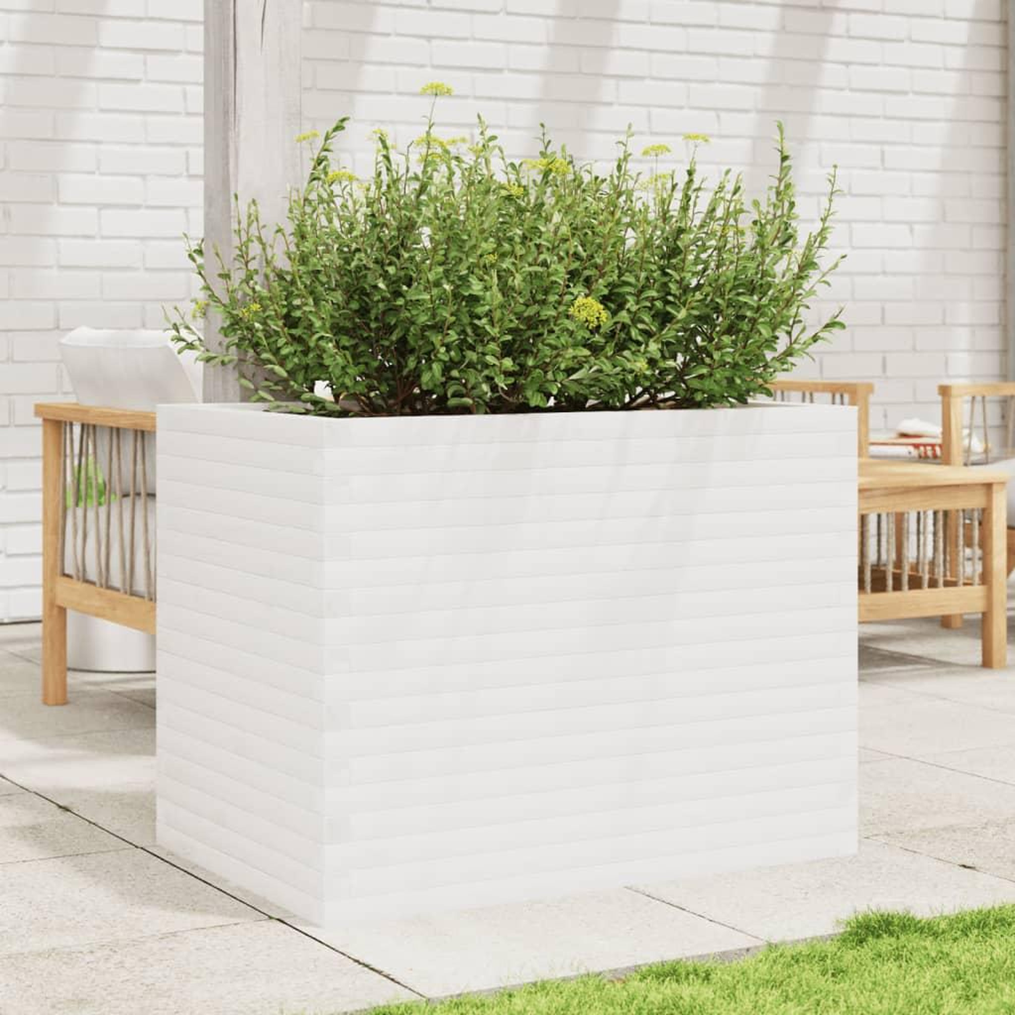 Voir la diapositive 3 : VIDAXL Jardiniere blanc 90x60x68,5 cm bois de pin massif