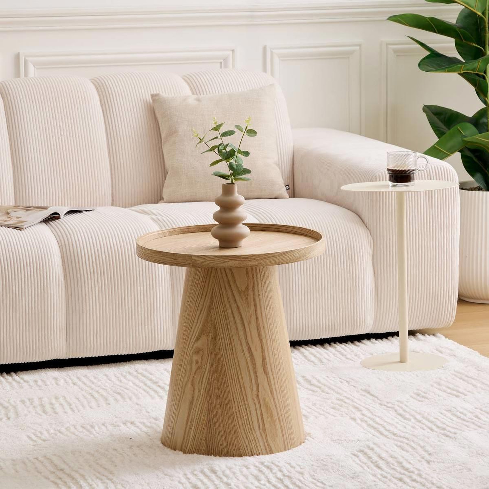 Voir la diapositive 2 : ATMOSPHERA Table d'appoint design  hercyna  50cm naturel