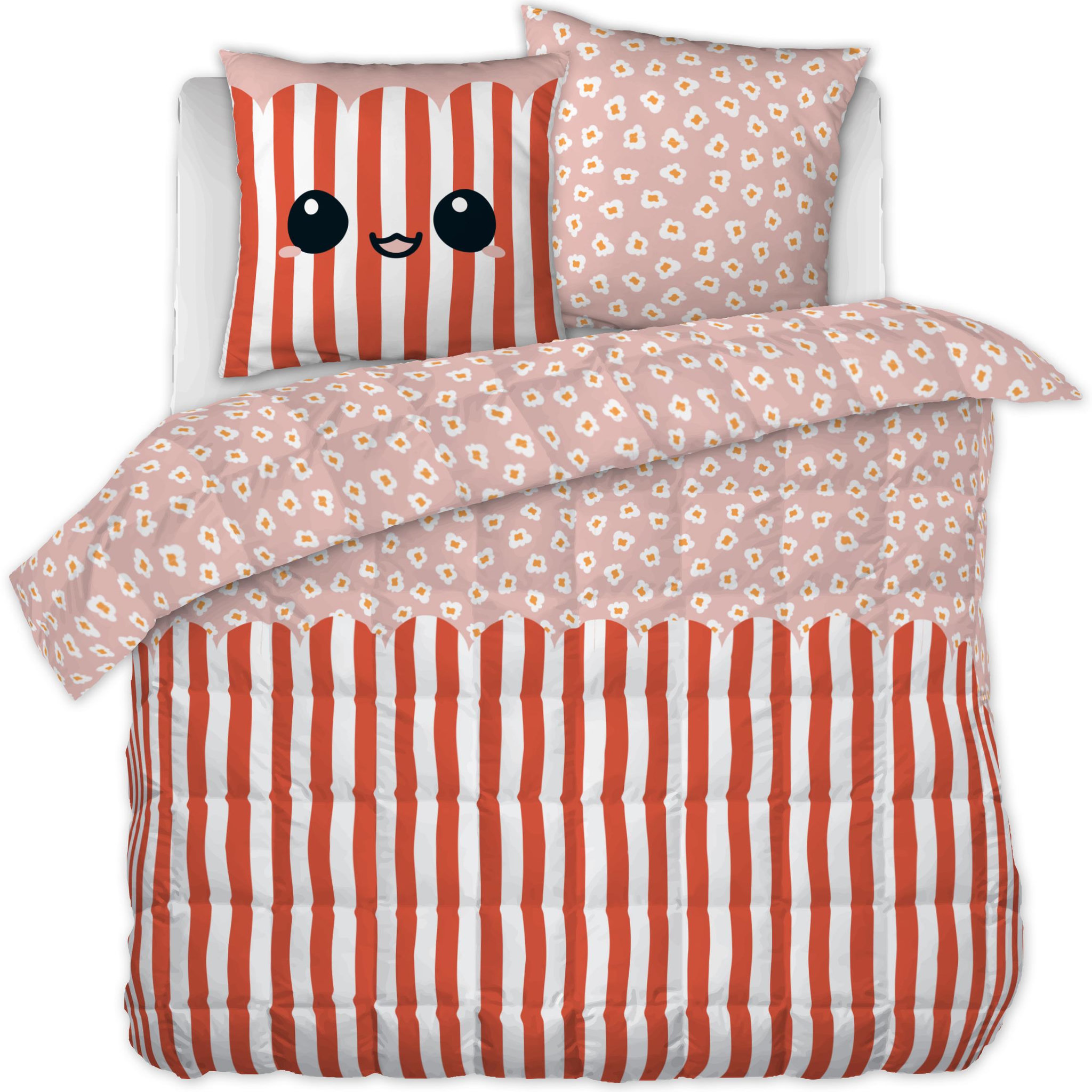 HOUSSE DE REVE Parure de lit en coton fresh popcorn. Coloris disponibles : Blanc