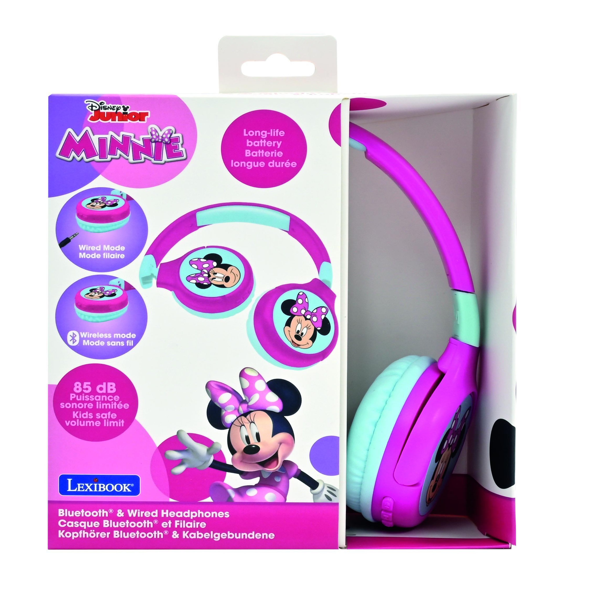 Voir la diapositive 5 : Lexibook Casque 2 en 1 Minnie Mouse Bluetooth et Filaire avec limitation de son