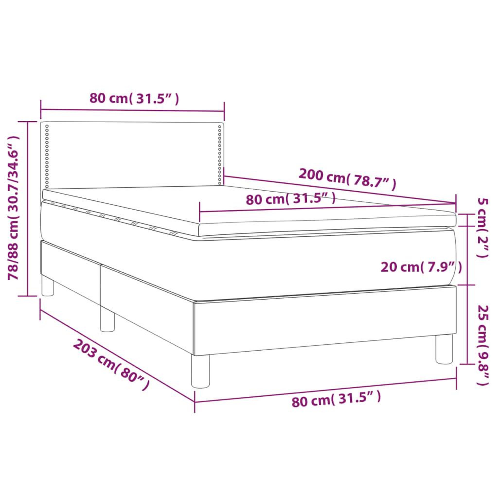 Voir la diapositive 6 : VIDAXL Sommier a lattes de lit et matelas et LED Marron fonce 80x200cm