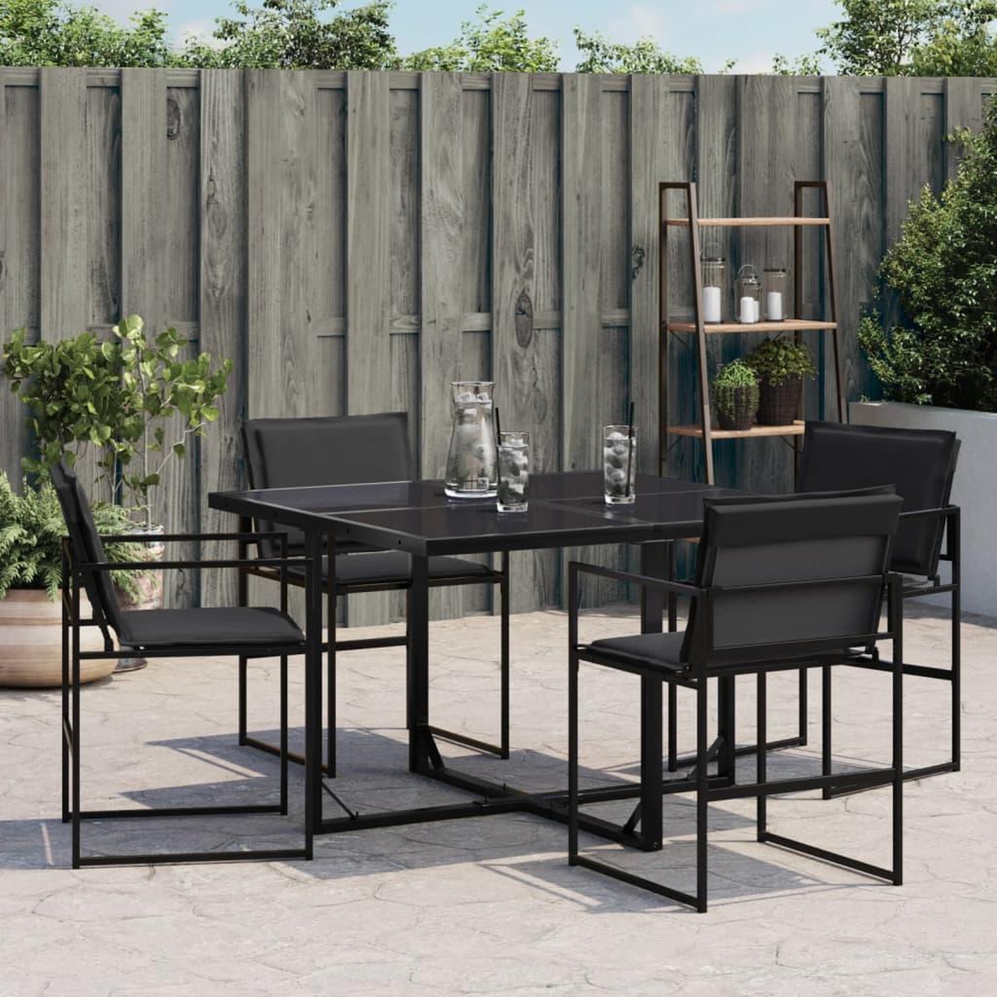 Voir la diapositive 3 : VIDAXL Chaises de jardin et coussins lot de 4 noir acier et textilene