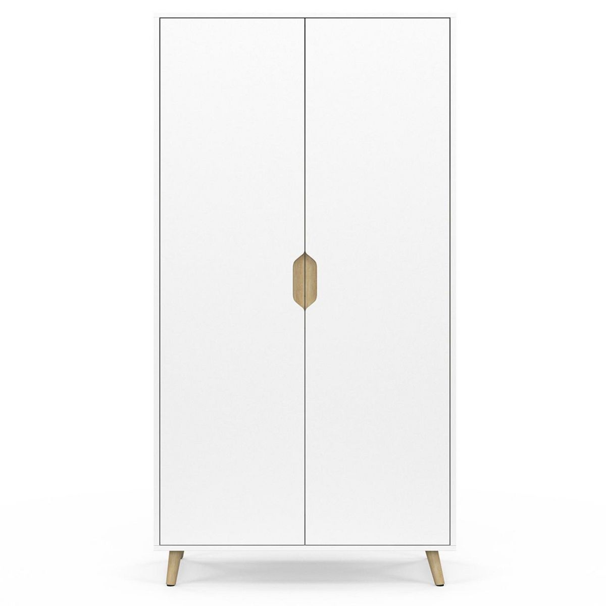 ID MARKET Armoire 2 portes HELSINKI scandinave blanc penderie 80 cm avec étagères rangement maxi capacité